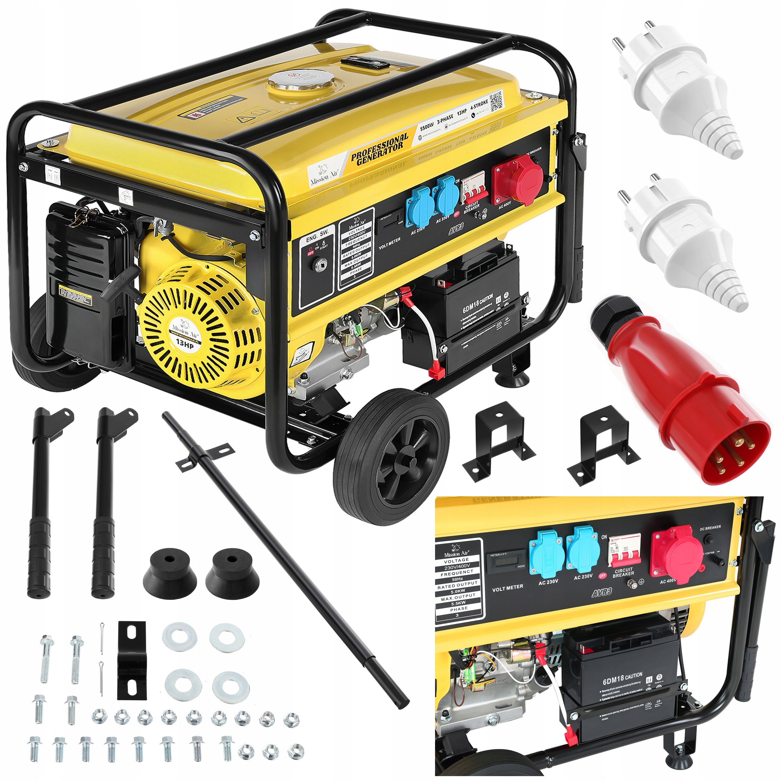 PROFESSIONAL GENERATOR SET 5500 3 Phase 230V 400V 13KM 9,56kW AVR