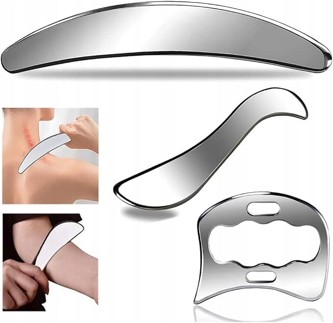 PROFESSIONAL GUA SHA MASSAGE SET 3 ELEMENTS SILVER Medical device no