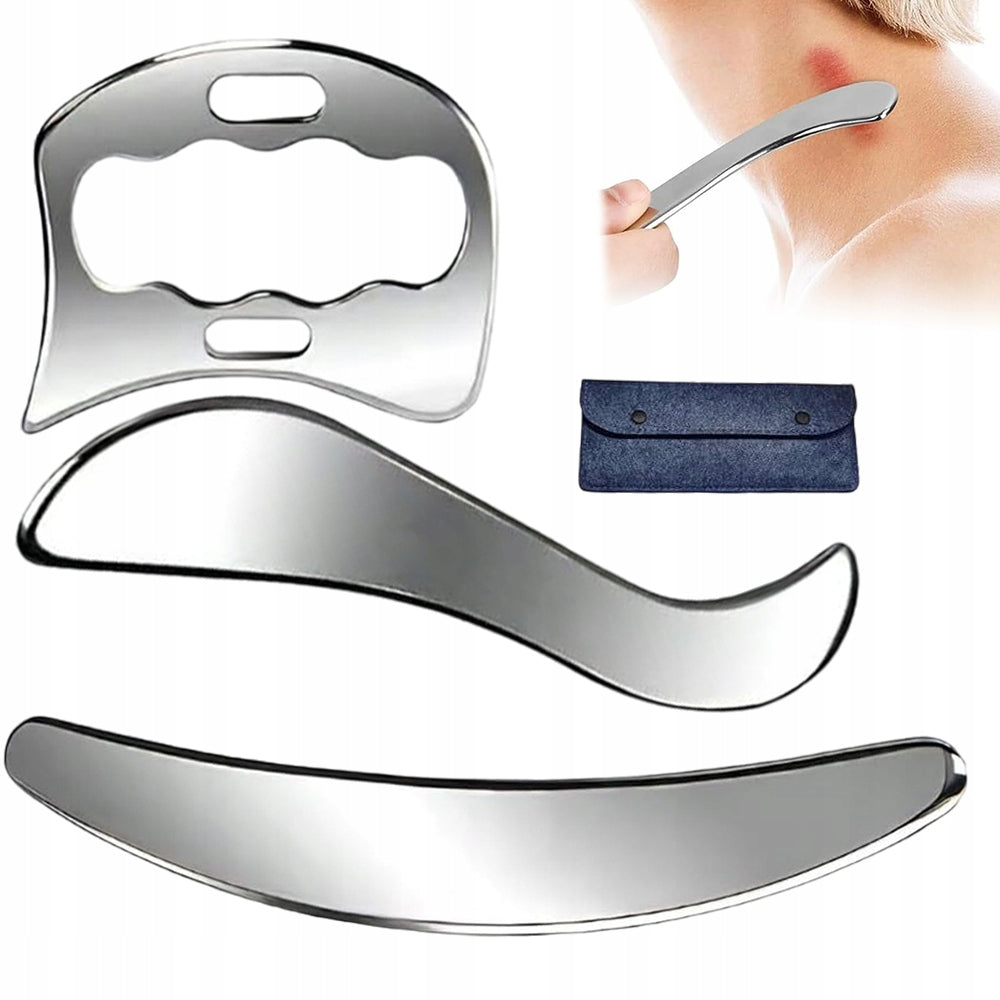 PROFESSIONAL GUA SHA MASSAGE SET 3 ELEMENTS SILVER