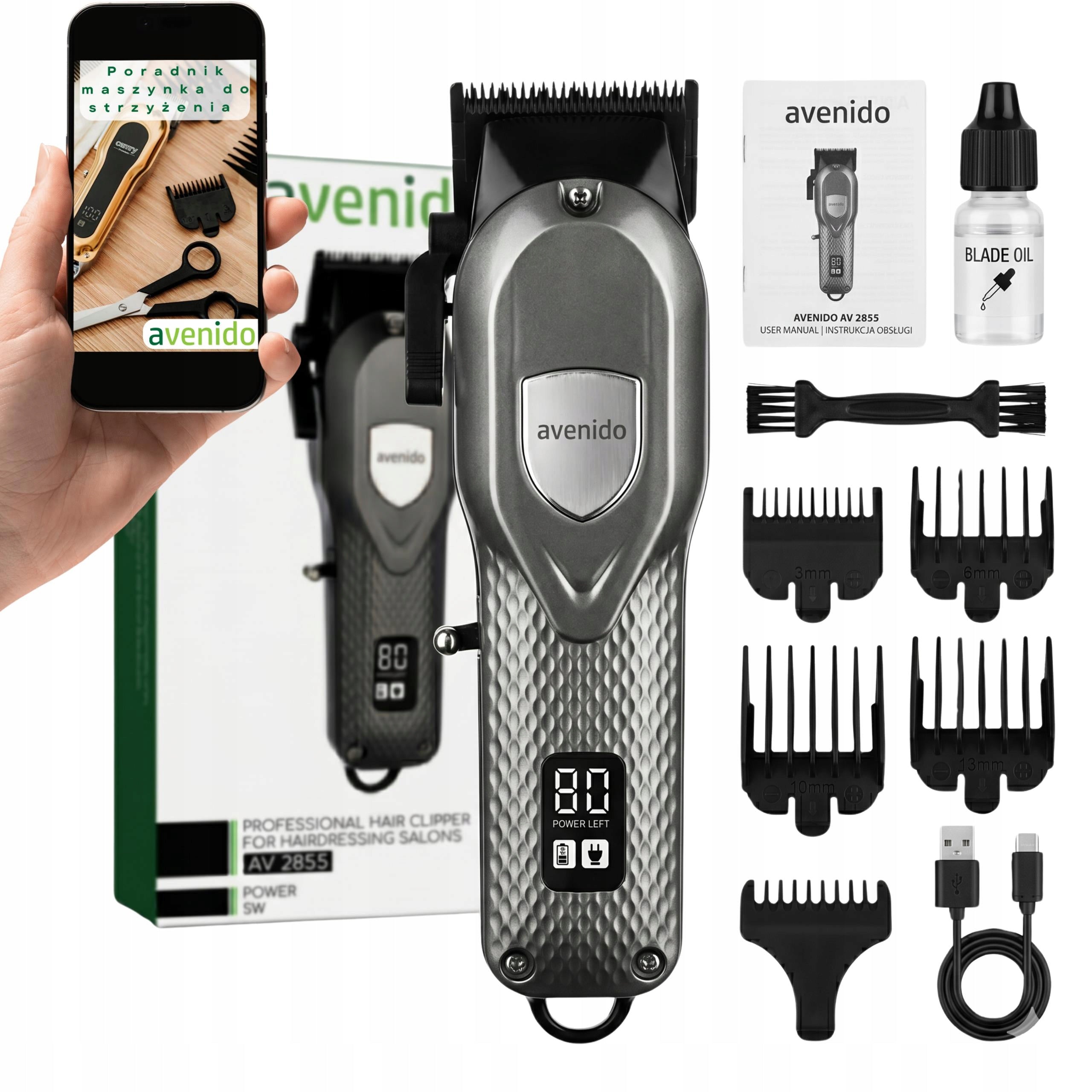 PROFESSIONAL HAIR CLIPPER WIRELESS CLIPPER 10in1