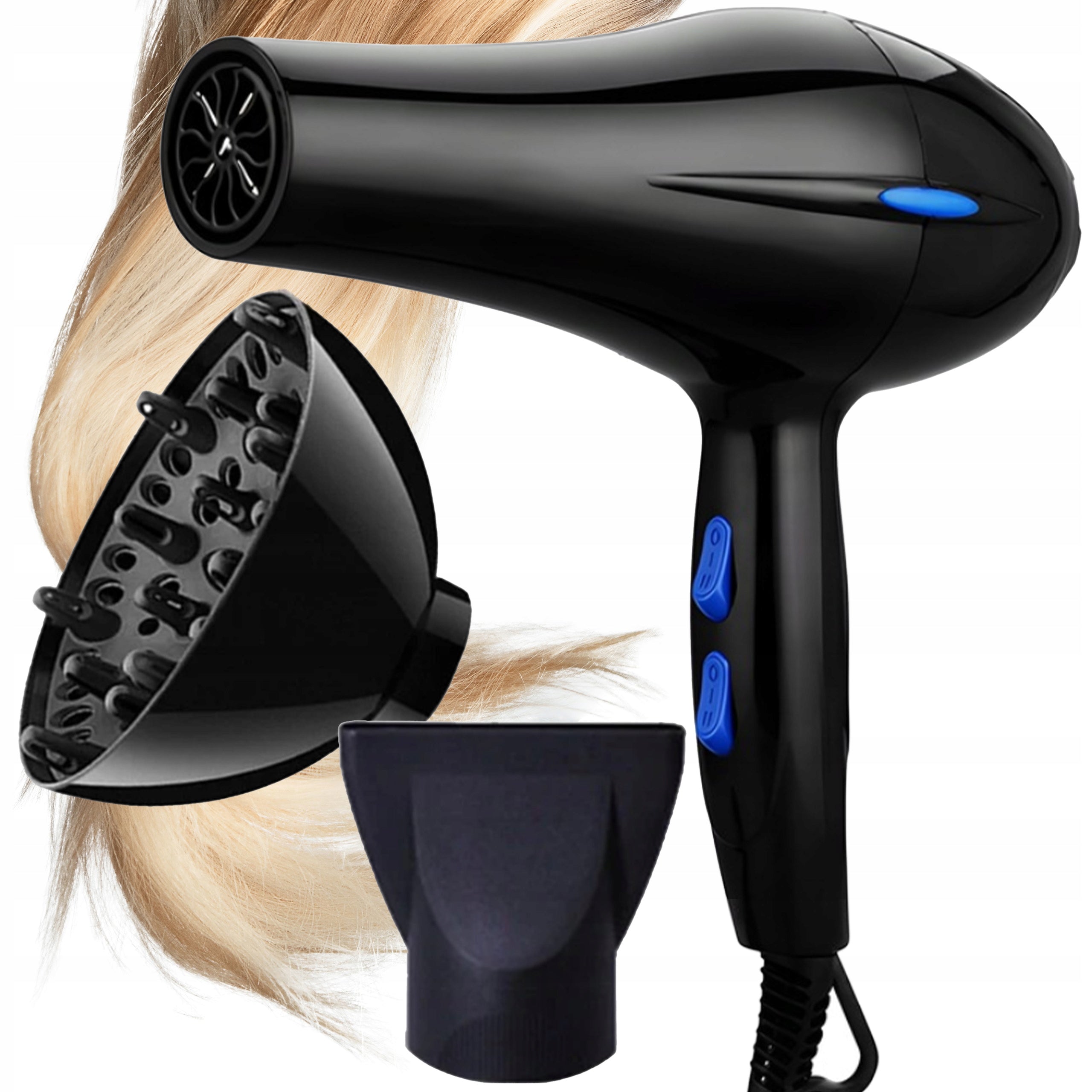 PROFESSIONAL HAIR DRYER STRONG WITH IONIZATION DIFFUSER CONCENTRATOR
