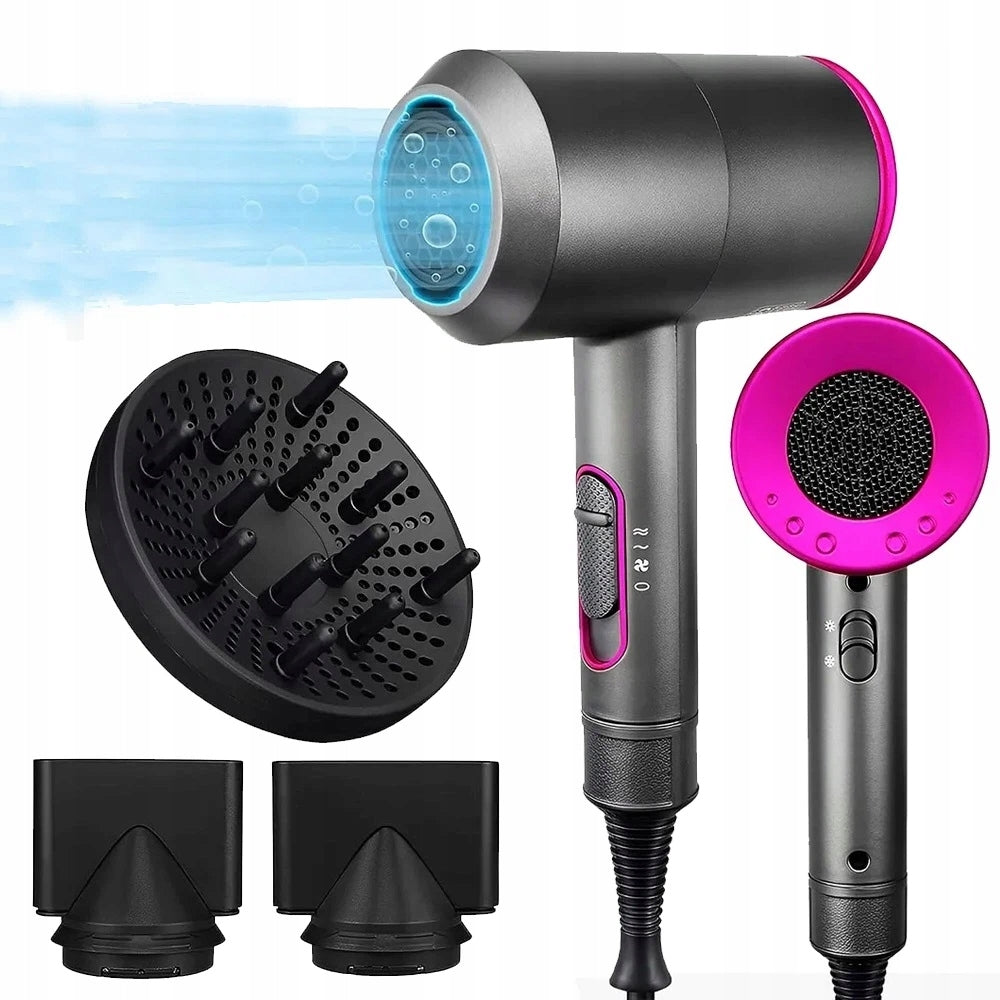 PROFESSIONAL ION HAIR DRYER WITH NOZZLES AND DIFFUSER 21000 RPM