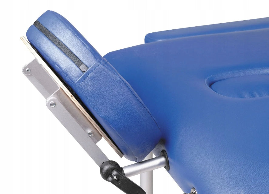 PROFESSIONAL MASSAGE TABLE – 3-SEGMENT, ALUMINIUM, MOBILE, BLUE Packaging status original