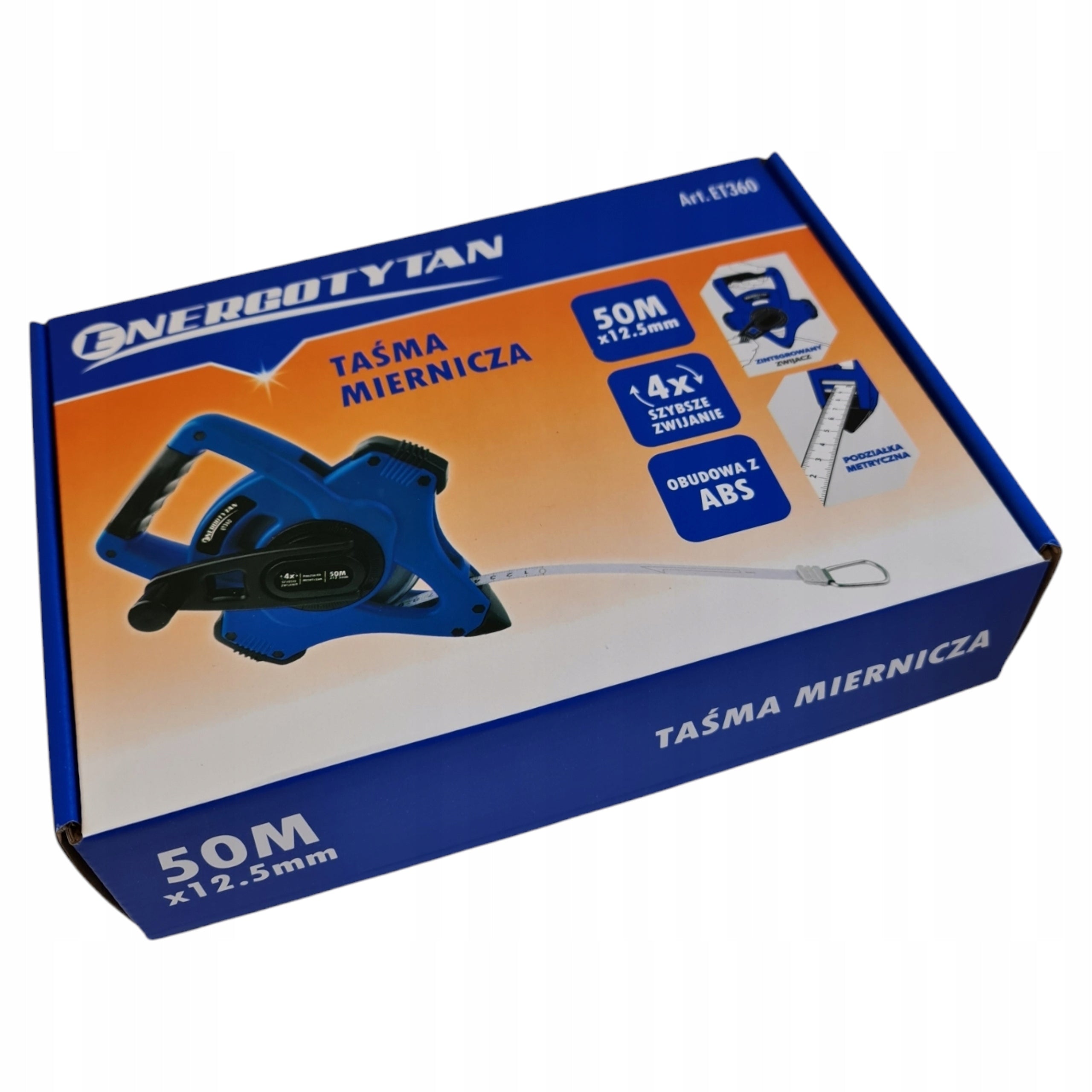 PROFESSIONAL MEASURE RETRACTABLE STEEL MEASURING TAPE 12,5mm ENERGOTYTAN 50m EAN (GTIN) 5906745612209