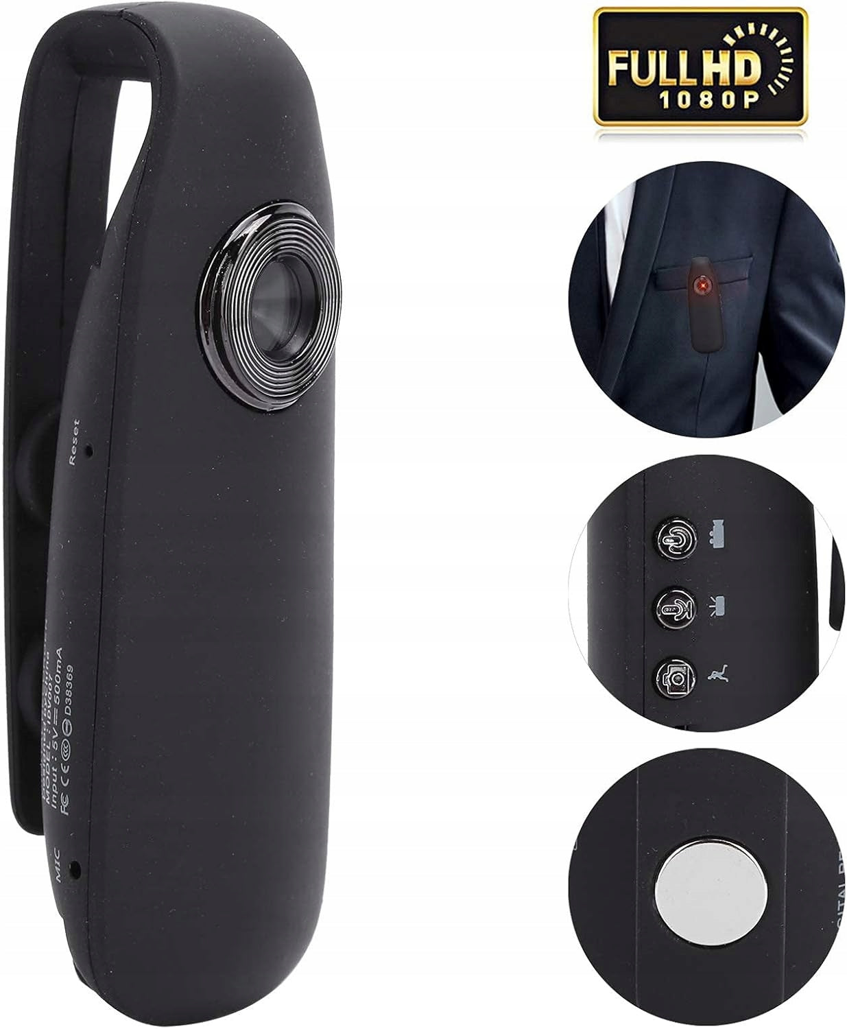 PROFESSIONAL MINI POLICE CAMERA PERSONAL MONITORING FULL HD 1080P
