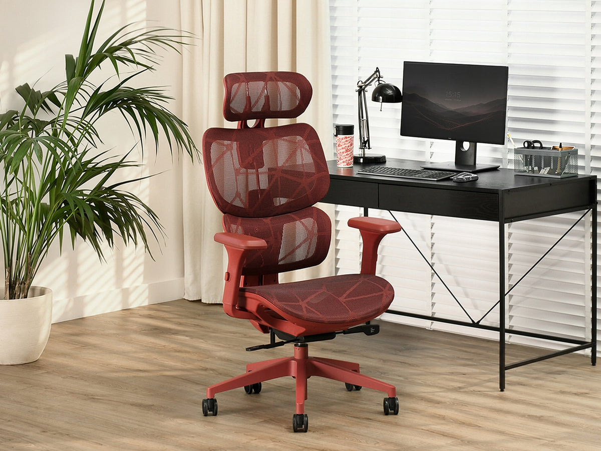 PROFESSIONAL OFFICE CHAIR WITH ADJUSTABLE ARMRESTS HANOI RED Brand Mebel-Partner