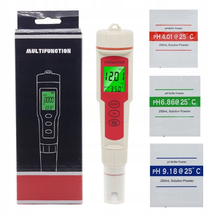 PROFESSIONAL PH TDS EC TEMP 4-IN-1 TESTER METER