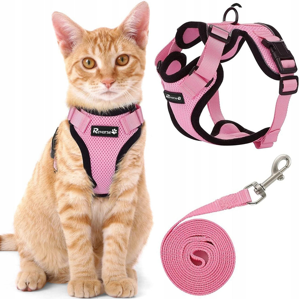 PROFESSIONAL PRESSURE-FREE WALKING HARNESS ADJUSTABLE FOR CAT + LEASH M