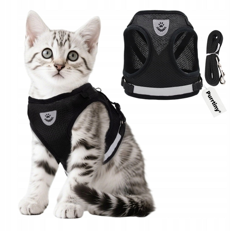 PROFESSIONAL PRESSURE-FREE WALKING HARNESS ADJUSTABLE FOR CAT + LEASH S