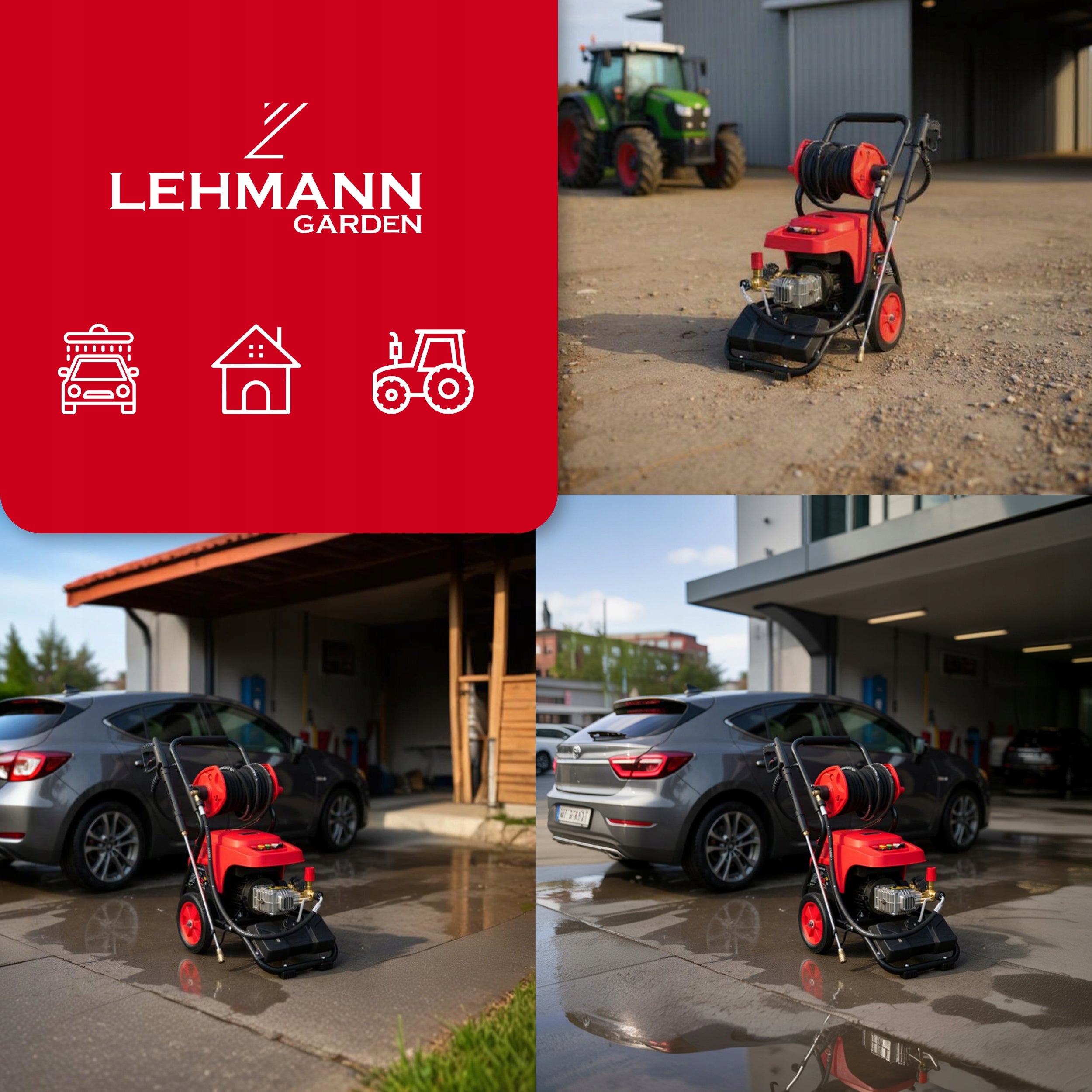 PROFESSIONAL PRESSURE WASHER LEHMANN WITH RETRACTOR BRASS HEAD Packaging status original