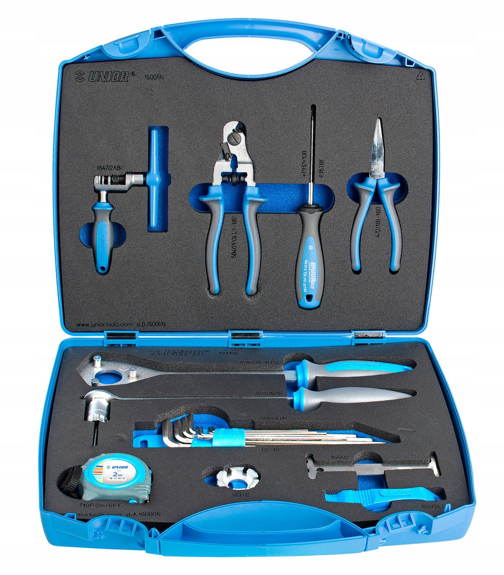 PROFESSIONAL SET OF 11 BICYCLE TOOLS IN CASE 1600RN UNIOR