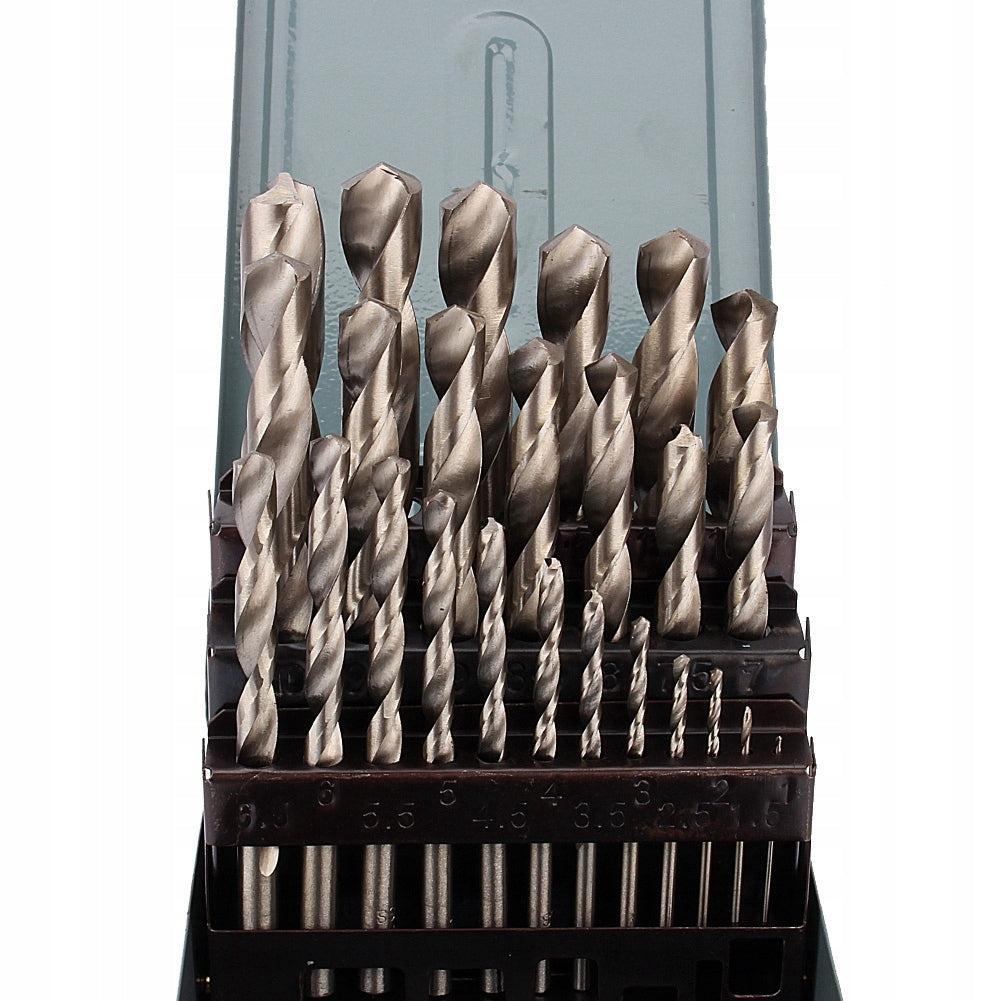 PROFESSIONAL SET OF 25 WOOD METAL DRILL BITS HSS 1-13MM Packaging status original