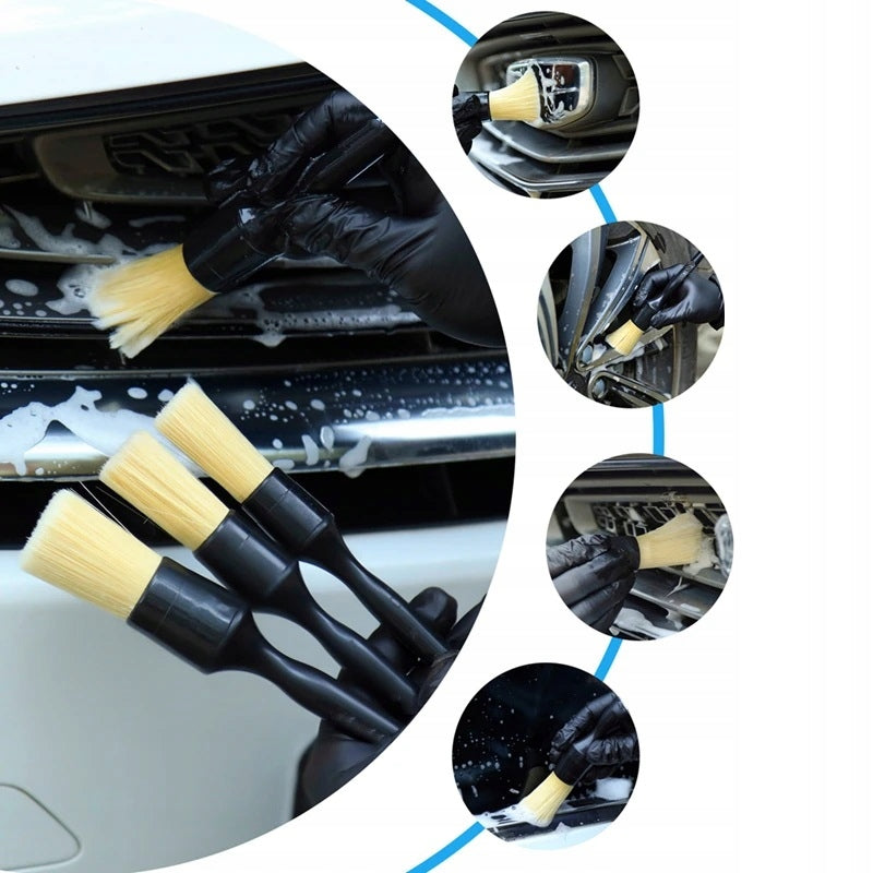 PROFESSIONAL SET OF AUTO DETAILING BRUSHES 3 PIECES NATURAL BRISTLES Manufacturer code Zestaw pędzli 3 sztuki typ 3