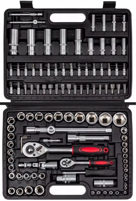 PROFESSIONAL SET OF SOCKET WRENCHES 108 ELEMENTS OF CHROME STEEL Brand Hazard