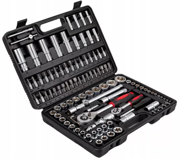 PROFESSIONAL SET OF SOCKET WRENCHES 108 ELEMENTS OF CHROME STEEL
