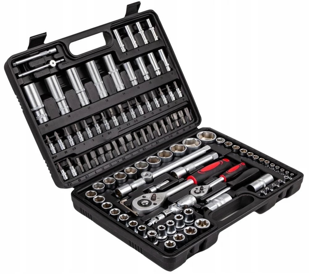 PROFESSIONAL SET OF SOCKET WRENCHES 108 ELEMENTS OF CHROME STEEL
