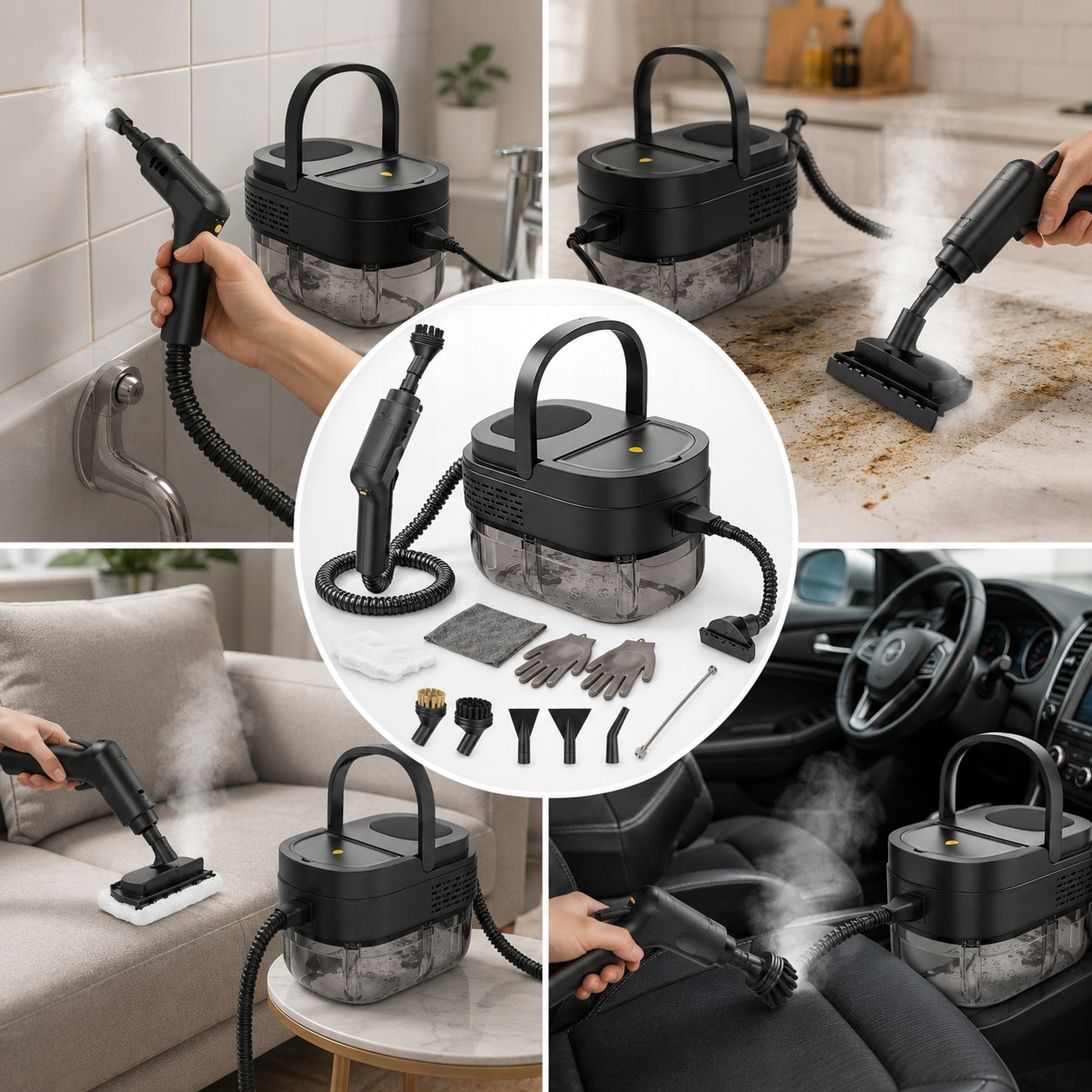 PROFESSIONAL STEAM CLEANER KIT STEAMER 3BAR 2500W 1600ML LARGE TANK Packaging status original