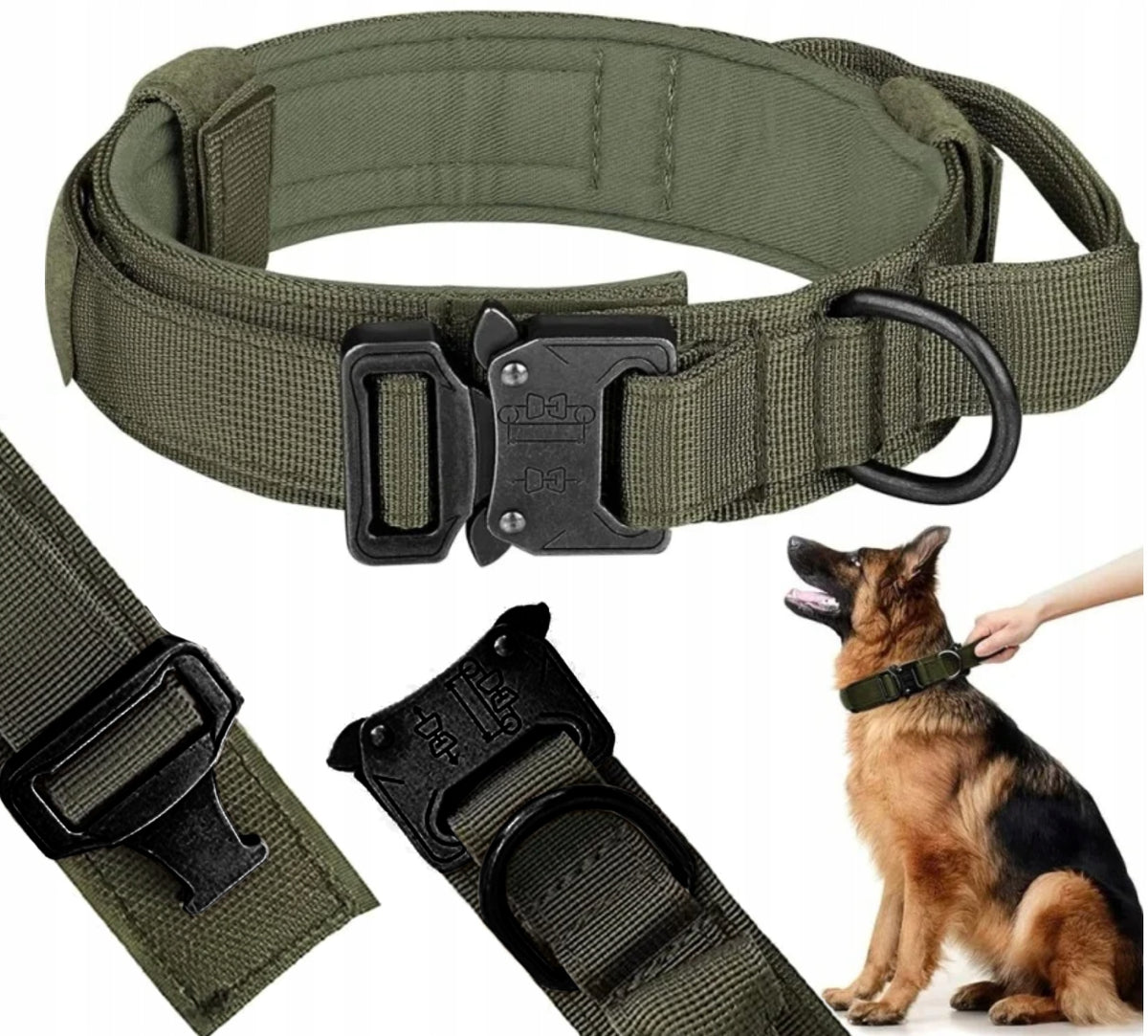 PROFESSIONAL TACTICAL DOG COLLAR METAL BUCKLE STRONG NYLON 34-44 CM M