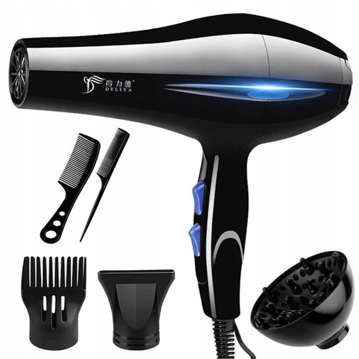 PROFESSIONAL TURBO HAIR DRYER WITH 3 DISPOSES DIFFUSER CONCENTRATOR