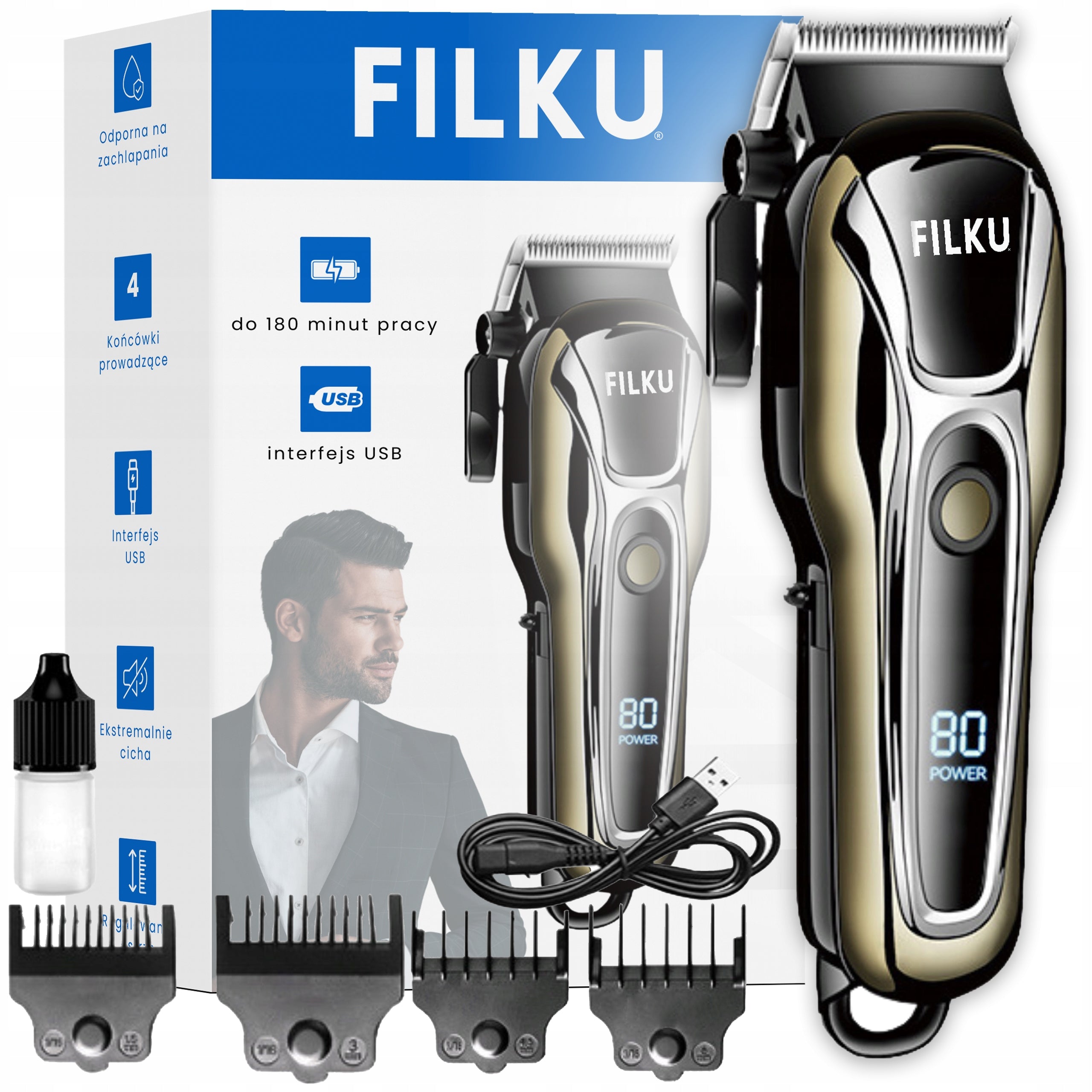 PROFESSIONAL WIRELESS BEARD HAIR CLIPPER FILKU USB