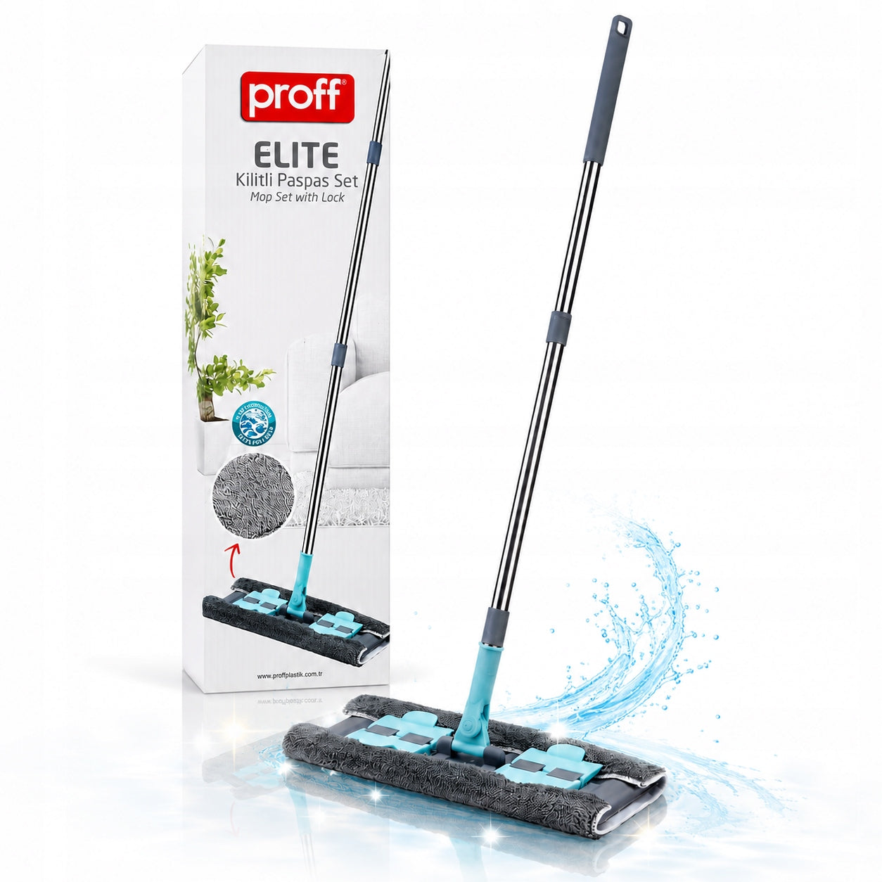 PROFF ELITE microfiber flat mop with clip Compatible with Wipes Manufacturer code 8681503003389