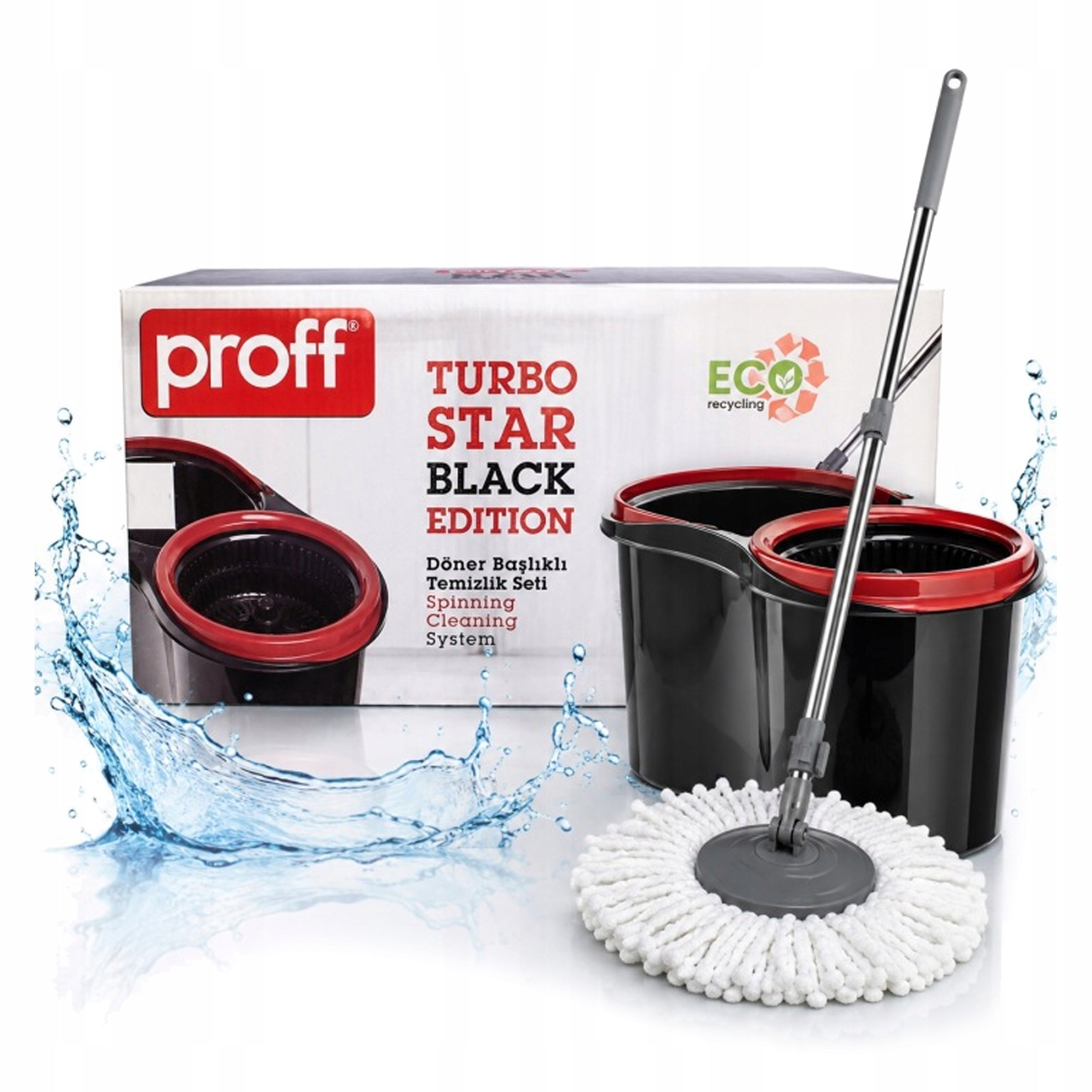 PROFF Rotary Mop Round Set with Cleaning Bucket Microfiber 13L