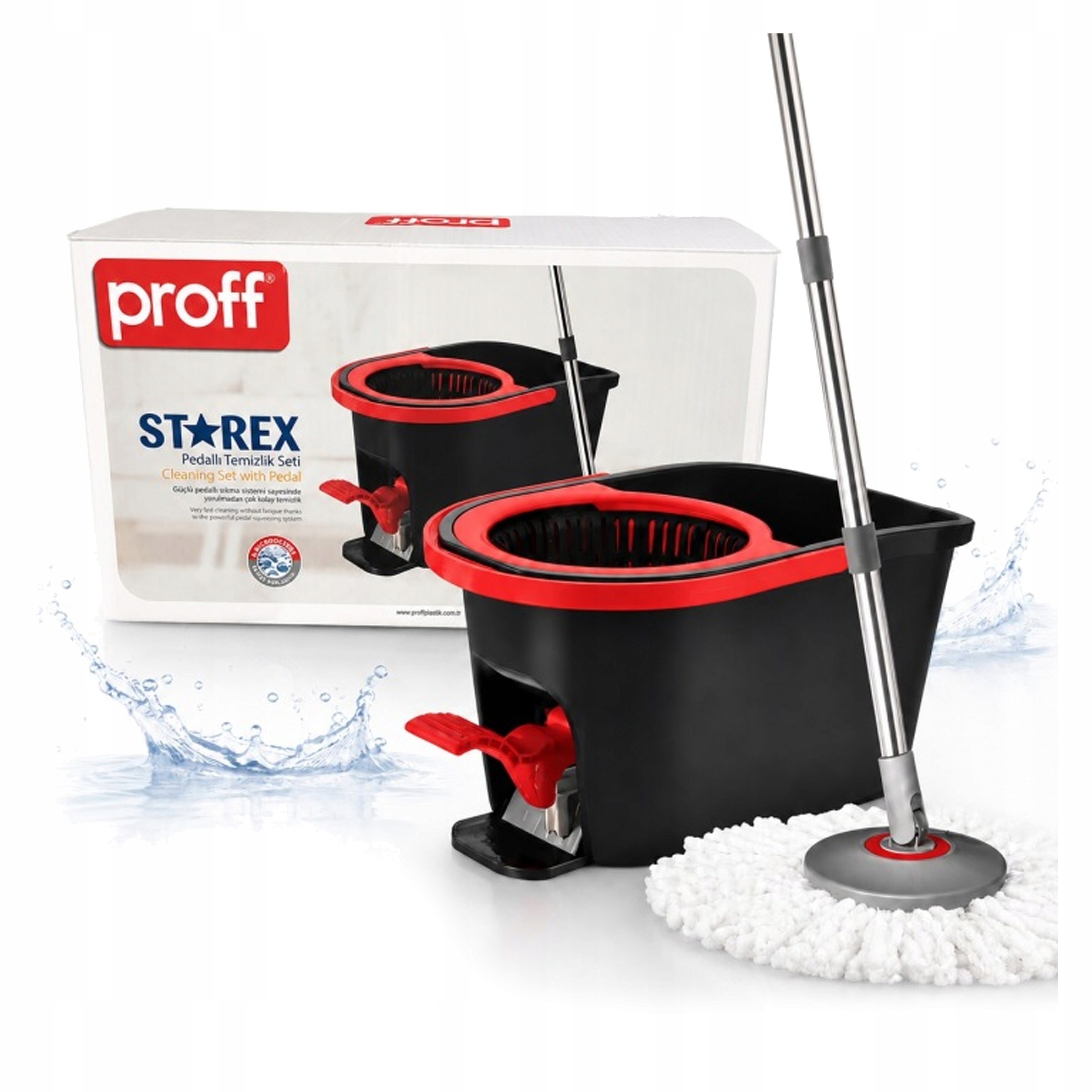 PROFF STAREX Rotary mop with bucket floor cleaning kit MICROFIBER 14l