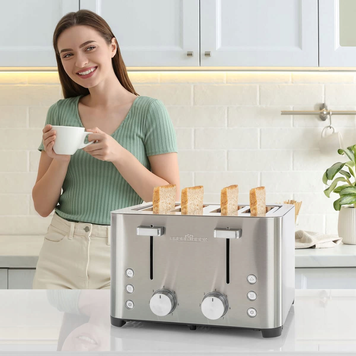 PROFICOOK Toaster 4 Slices Stainless Steel 1500W Wide Slots Power rating 1500 W