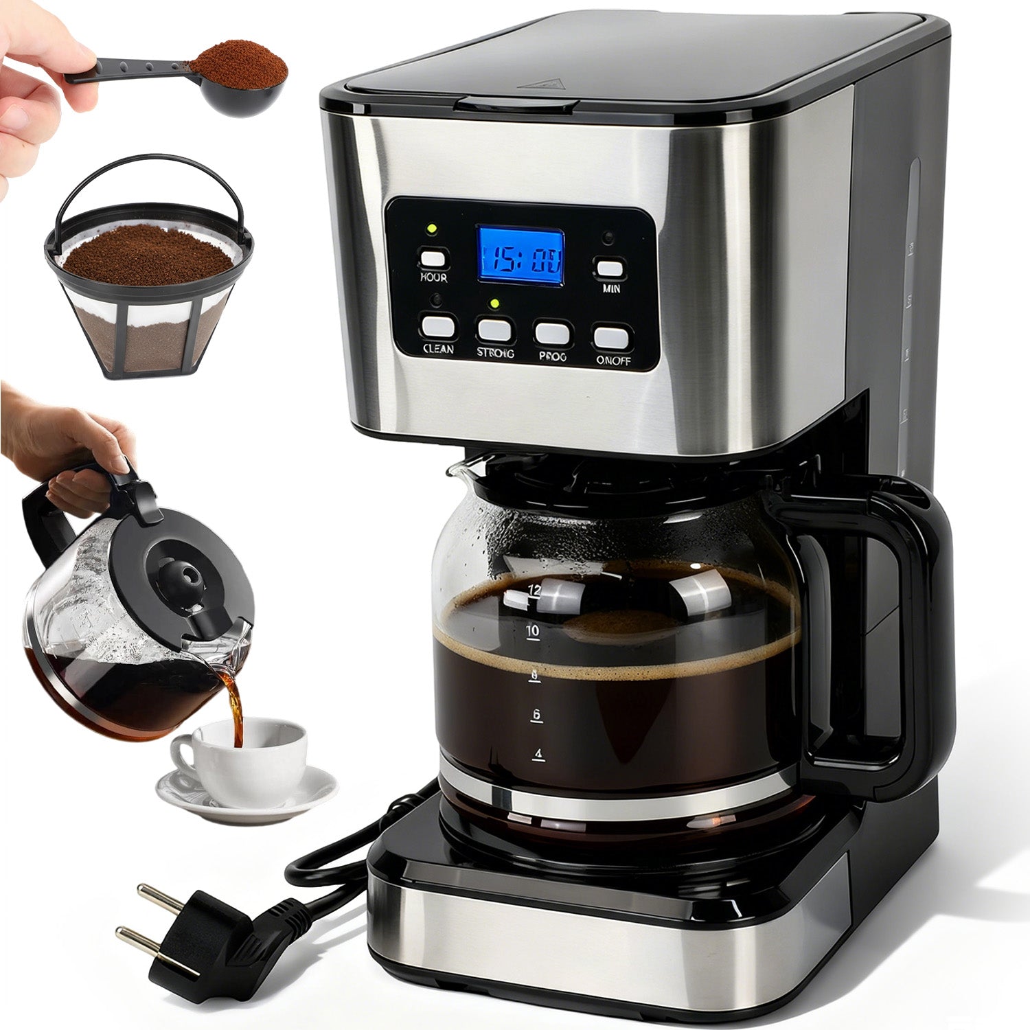 PROGRAMMABLE COFFEE MAKER 1.5L 950W WITH ANTI-CAKING SYSTEM