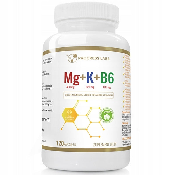 PROGRESS LABS MAGNESIUM POTASSIUM CITRATE B6 NERVOUS SYSTEM HEART MUSCLES 120k Manufacturer code 5907709720077