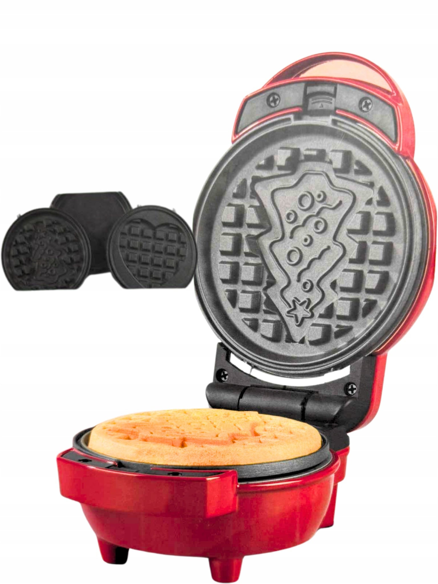 PROGRESS MINI Pancake Waffle Iron and Plate with Removable Overlays 3in1