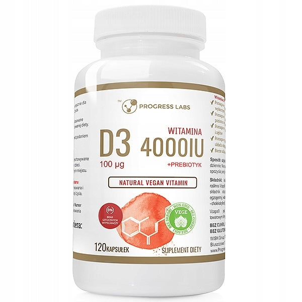 PROGRESS VITAMIN D3 4000IU 100MCG 120 KAPS VEGAN STRONG TEETH RICKETS