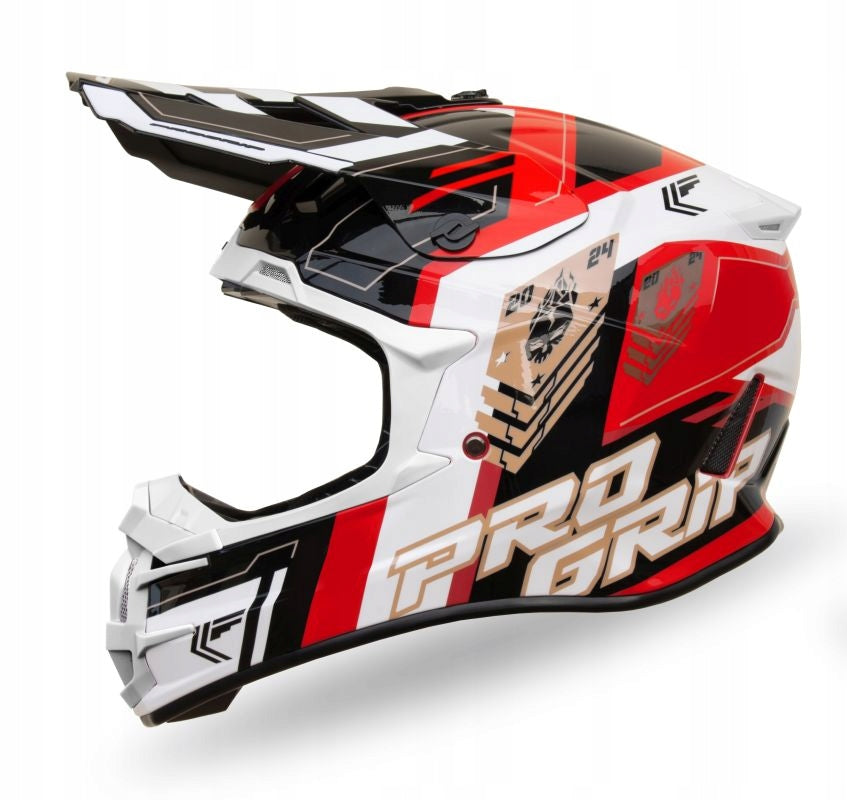 PROGRIP HELMET CROSS SPIRITS RED WHITE BLACK SIZE. M DD CLASP
