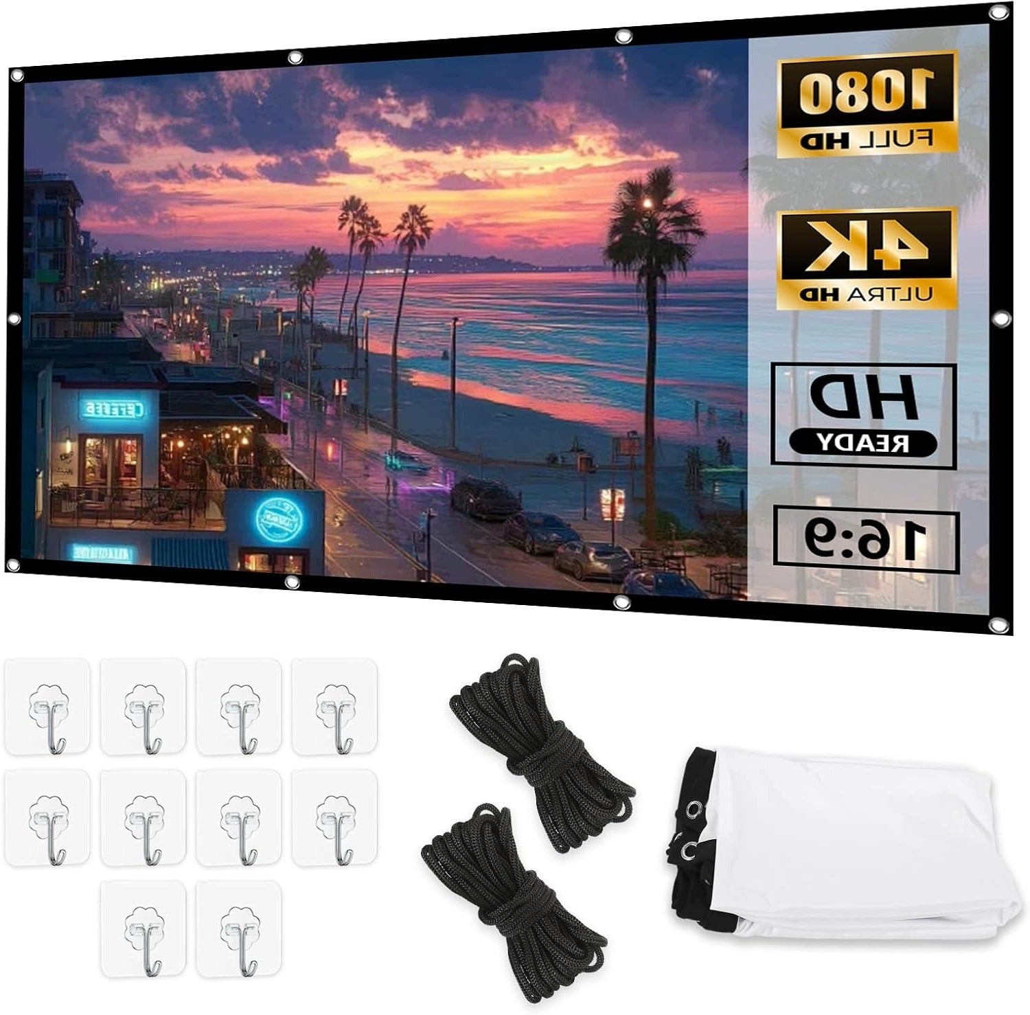 PROJECTION SCREEN 100 INCHES 4K HD FOLDED PORTABLE DOUBLE-SIDED 16X9 3D