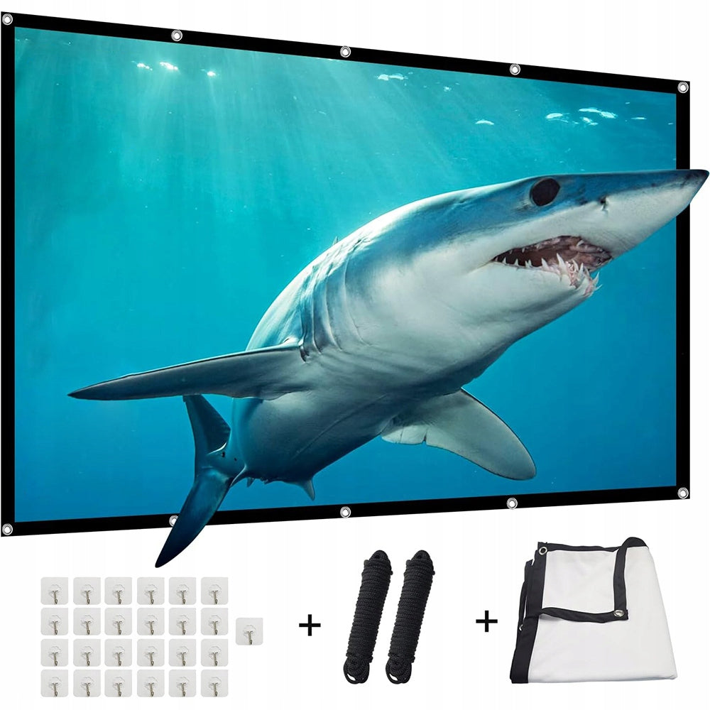 PROJECTION SCREEN 120 INCH 4K 16:9 SET HOOKS LINKS 265X150 HOME THEATER