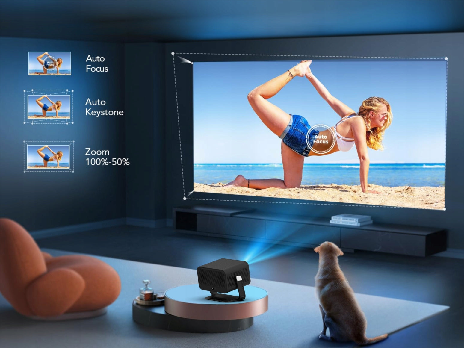 PROJECTOR 20000LM 1080P WIFI ANDROID SMART TV 4K AUTOFOCUS HEELLY Packaging status original