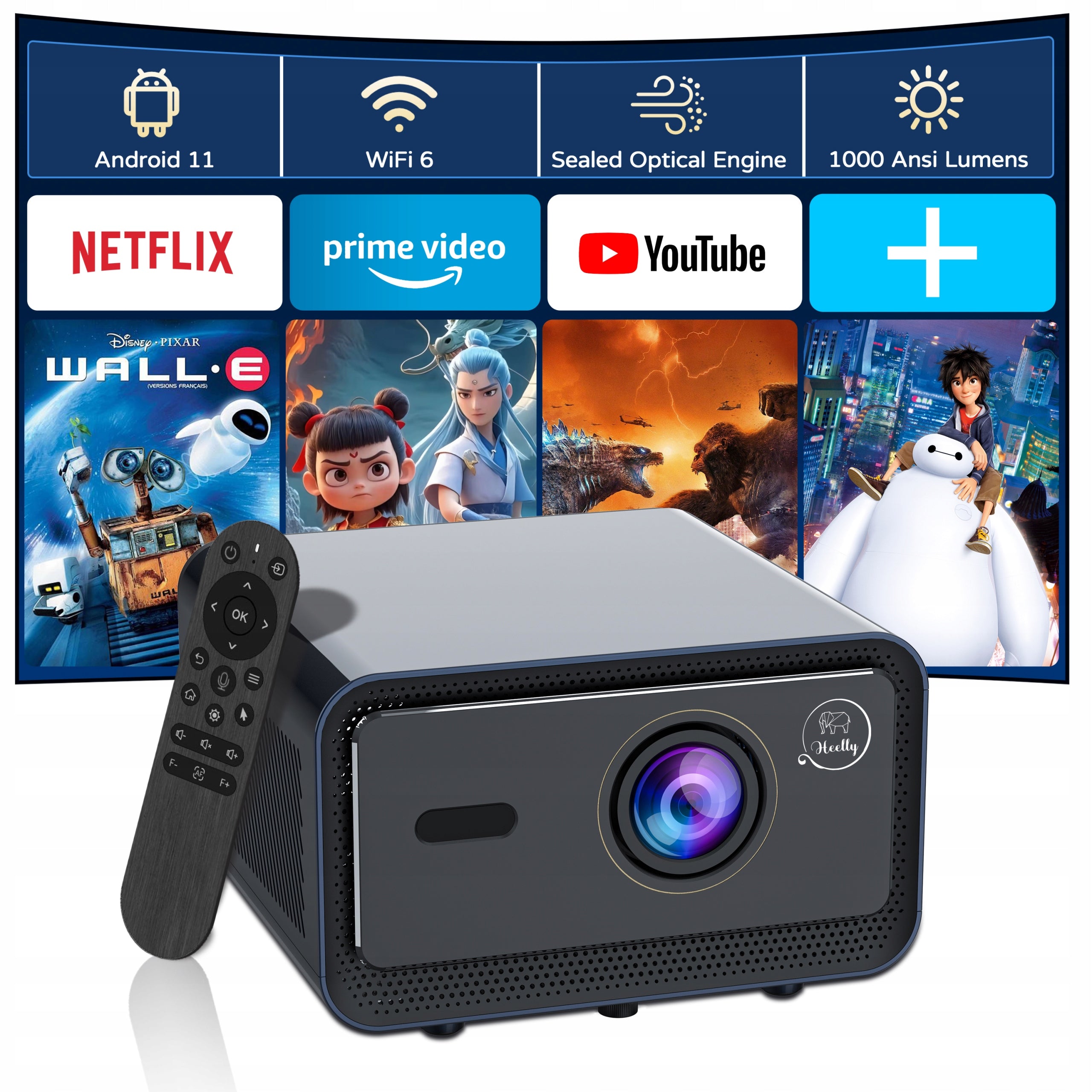 PROJECTOR 30000LM WIFI ANDROID SMART TV HERMETIC 4K AUTOFOCUS