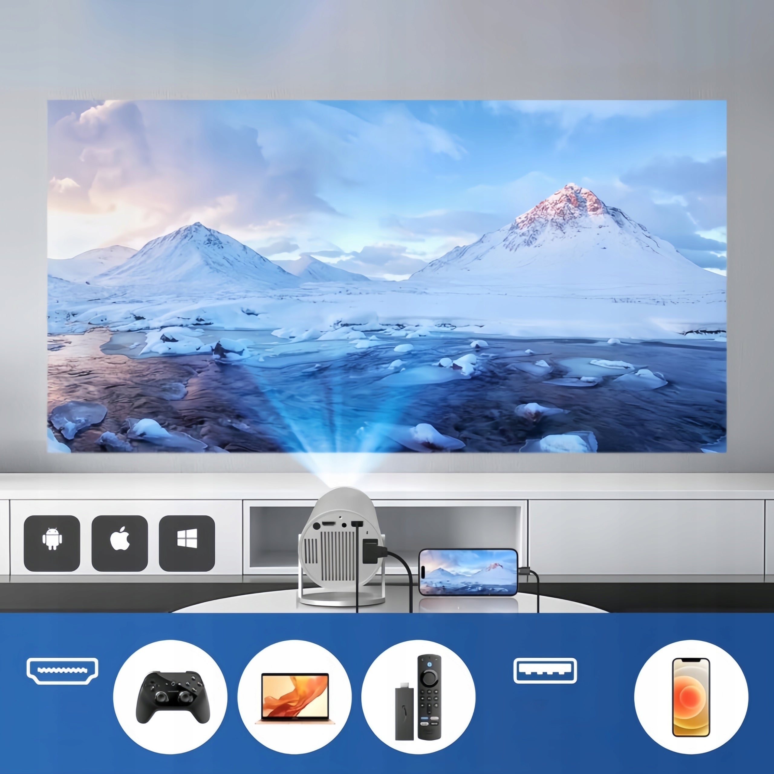 PROJECTOR ANDROID TV 4K WIFI FULL HD PORTABLE SMART SPEAKER VISION Packaging status original