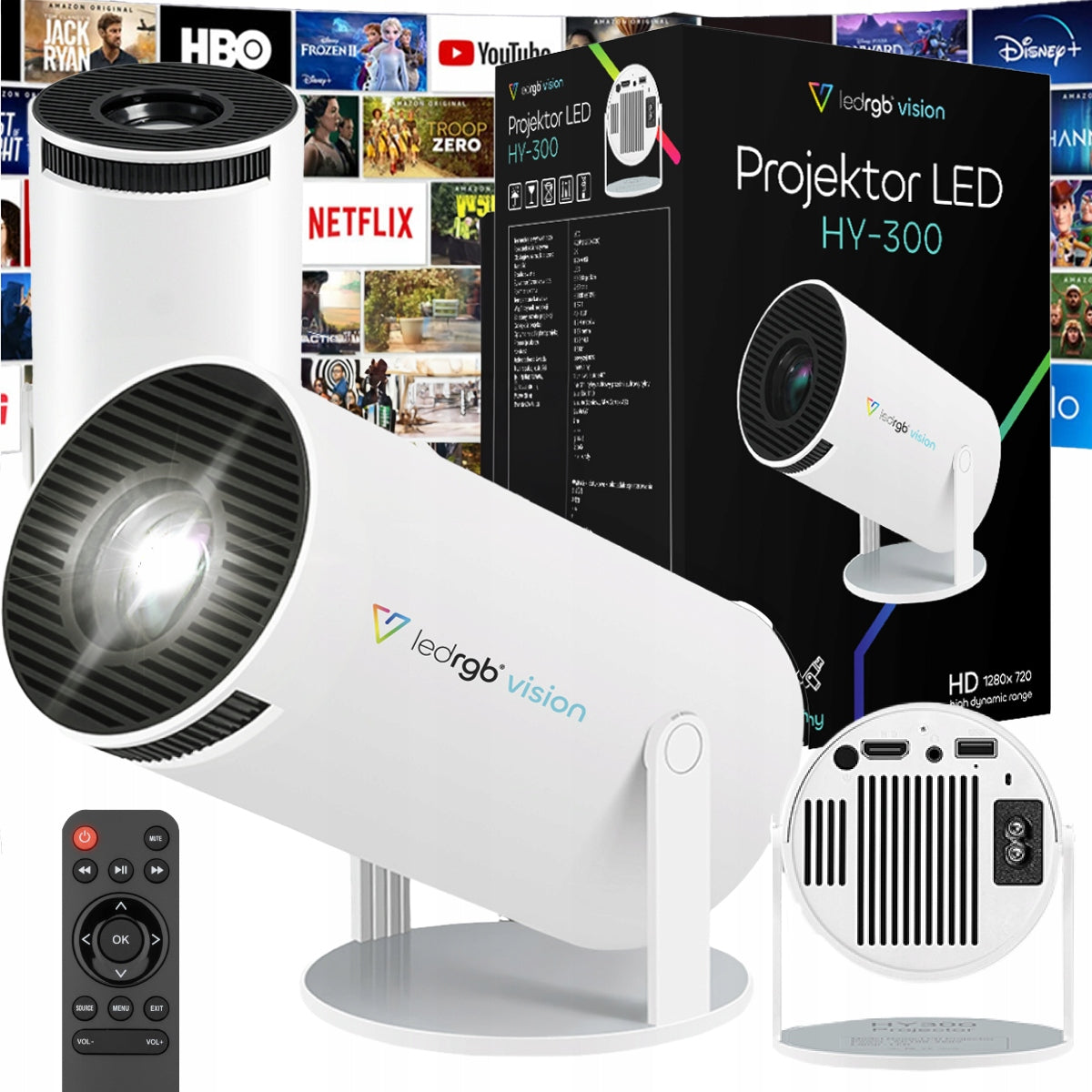 PROJECTOR ANDROID TV 4K WIFI FULL HD PORTABLE SMART SPEAKER VISION