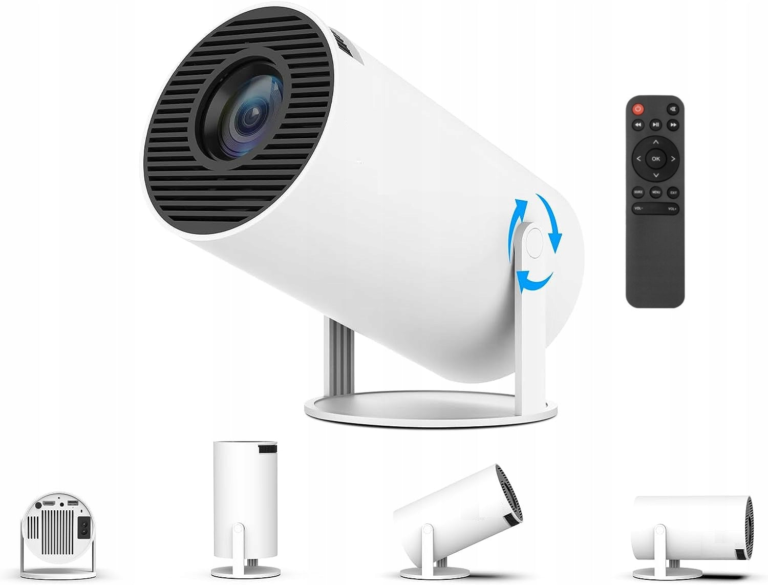 PROJECTOR ANDROID TV WIFI FULL HD PORTABLE SMART ROTARY SPEAKER Packaging status original