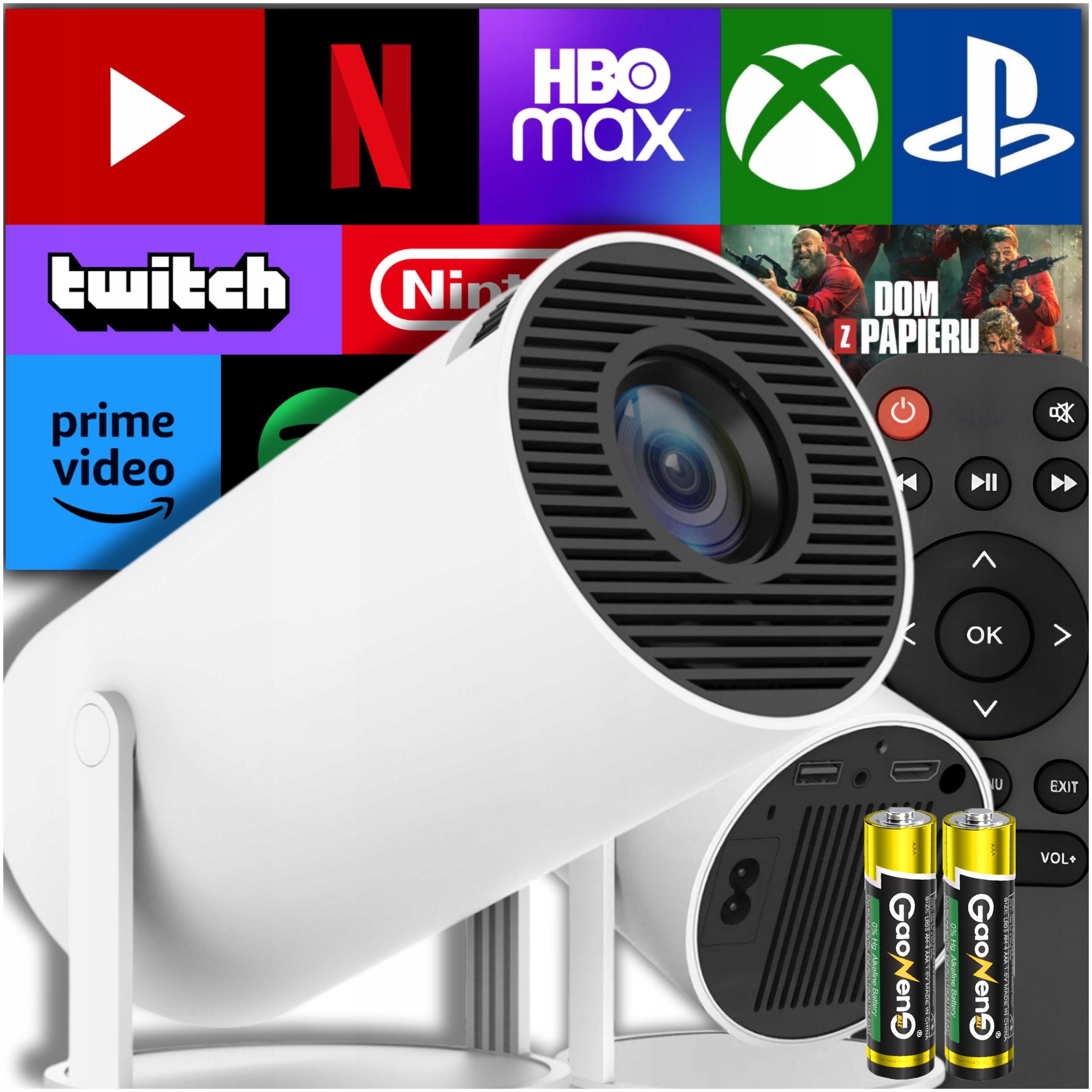 PROJECTOR ANDROID TV WIFI FULL HD PORTABLE SMART ROTARY SPEAKER