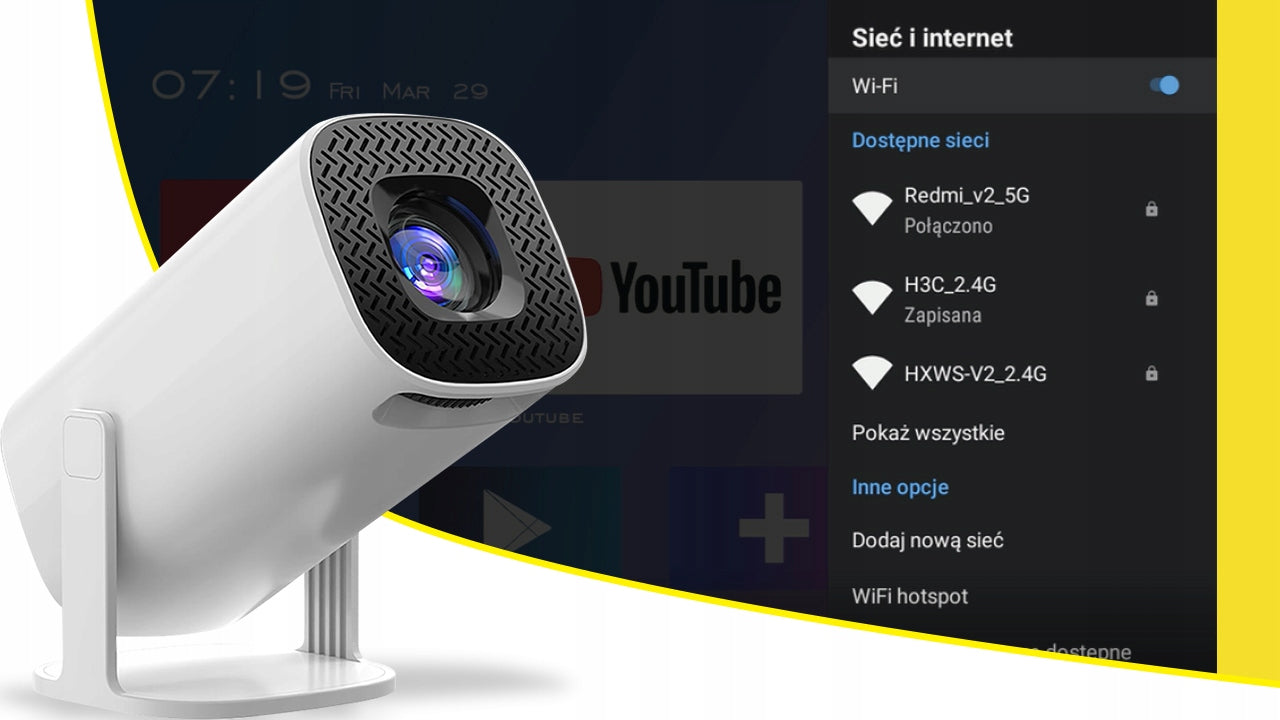 PROJECTOR ANDROID TV WIFI FULL HD PORTABLE SMART SPEAKER GIFT Manufacturer code ANDROID 4k 16:9 TV 5G OBROTOWY BLUETOOTH