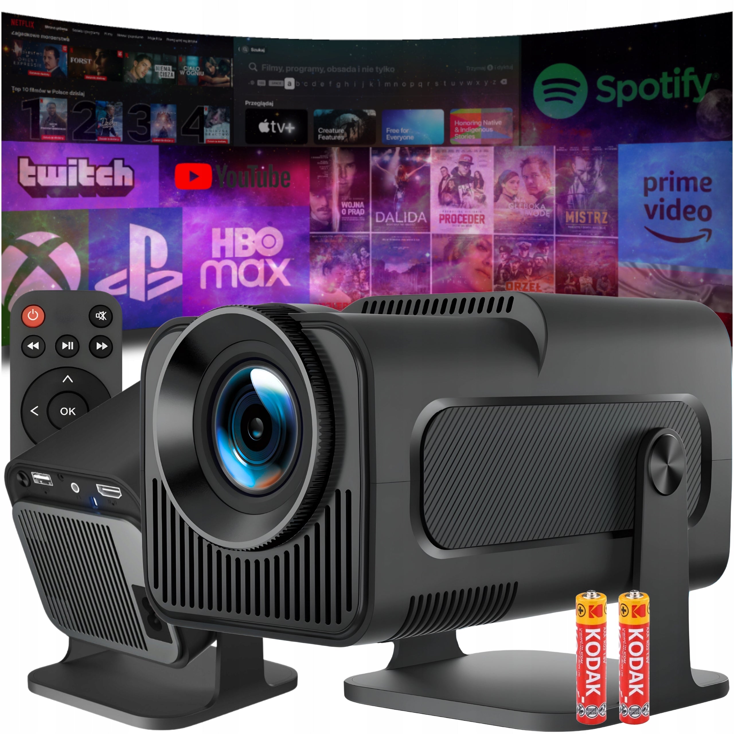 PROJECTOR ANDROID TV WIFI LED MINI PORTABLE SMART ROTARY SPEAKER Packaging status original