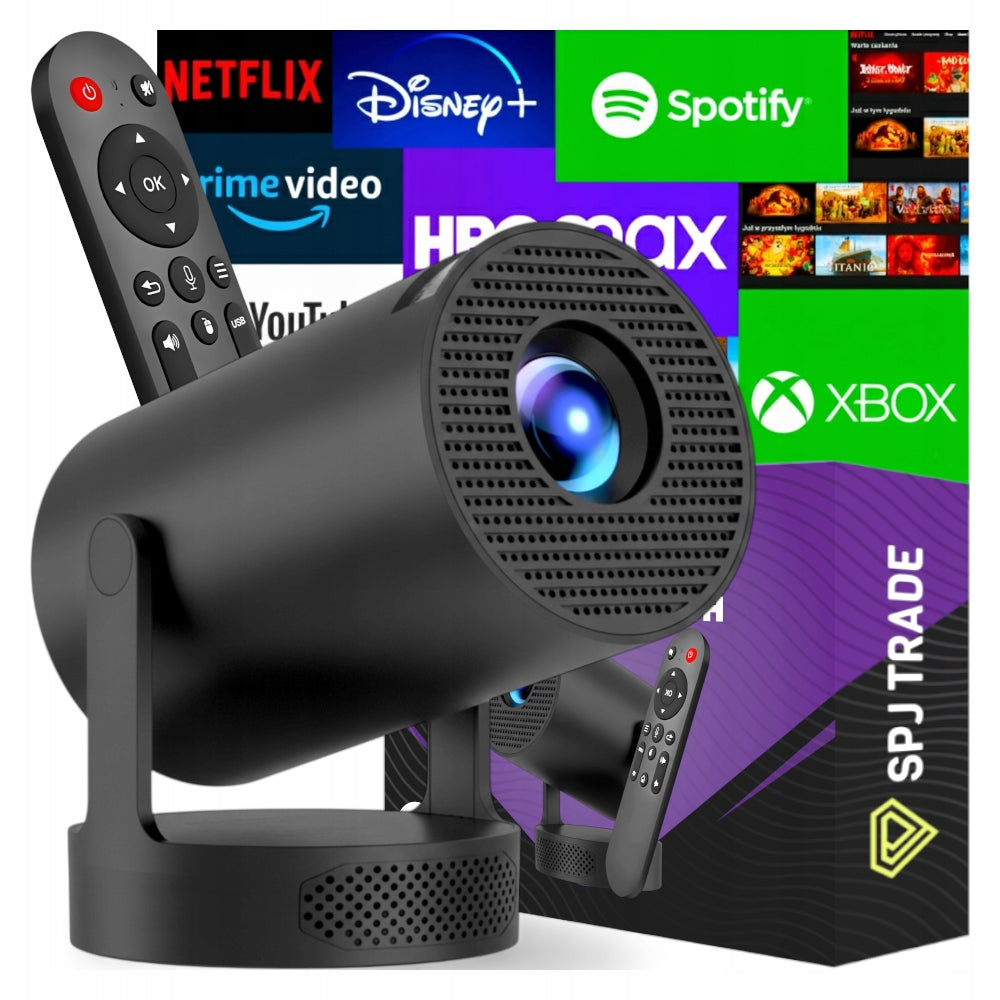 PROJECTOR ANDROID TV WIFI MINI 4K PORTABLE SMART ROTARY SPEAKER