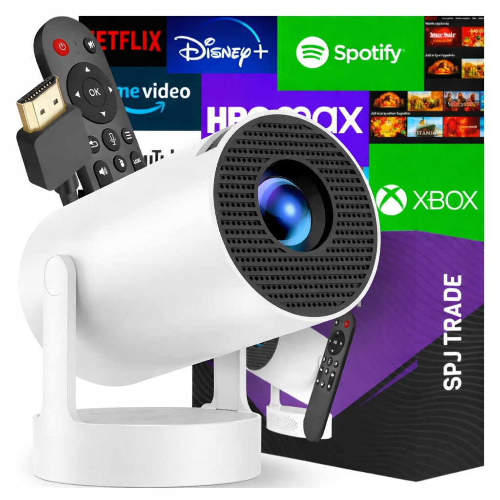 PROJECTOR ANDROID TV WIFI MINI 4K PORTABLE SMART ROTARY SPEAKER