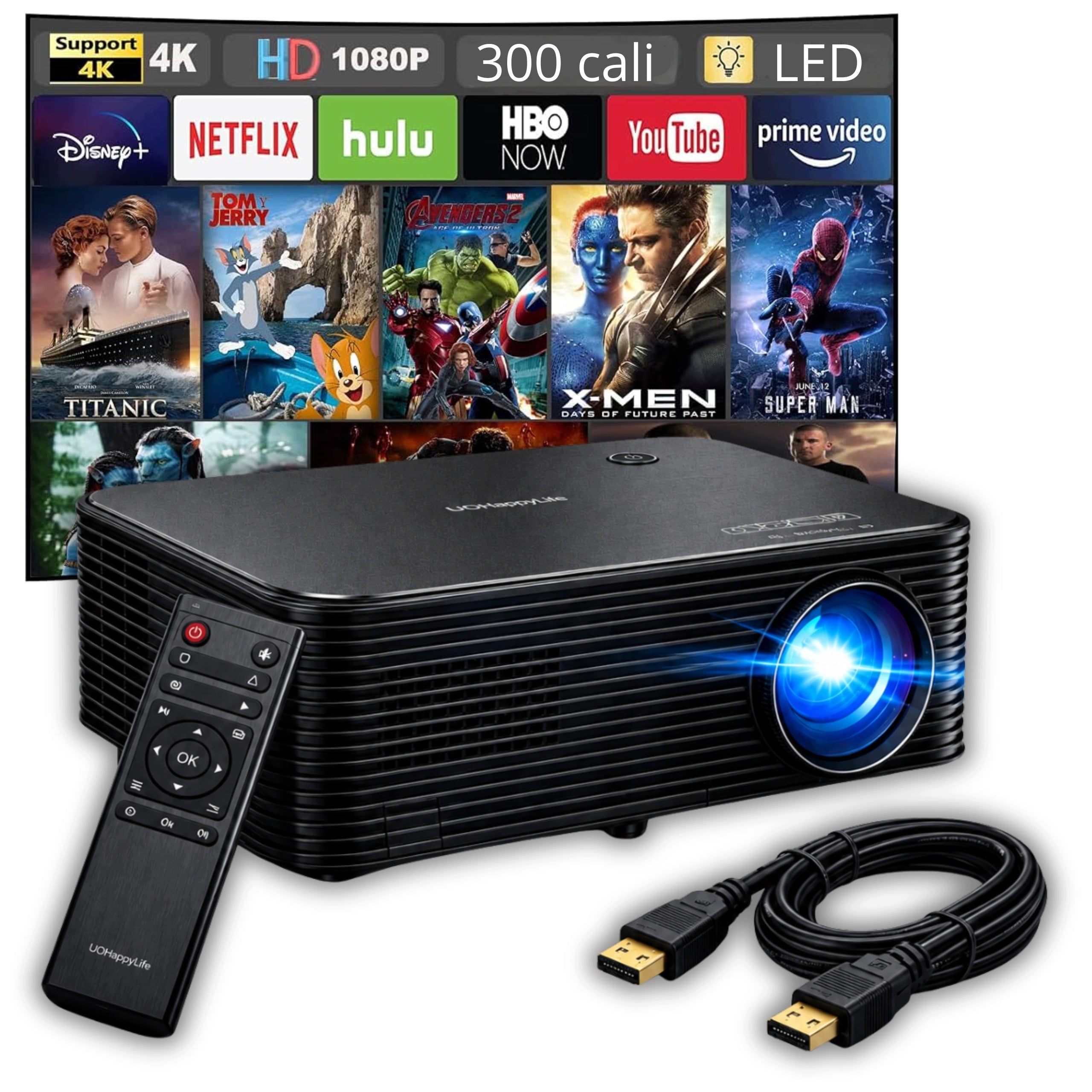 PROJECTOR APEMAN LC650 FULL HD 1080P 300" LED HDMI USB 4K HOME THEATER