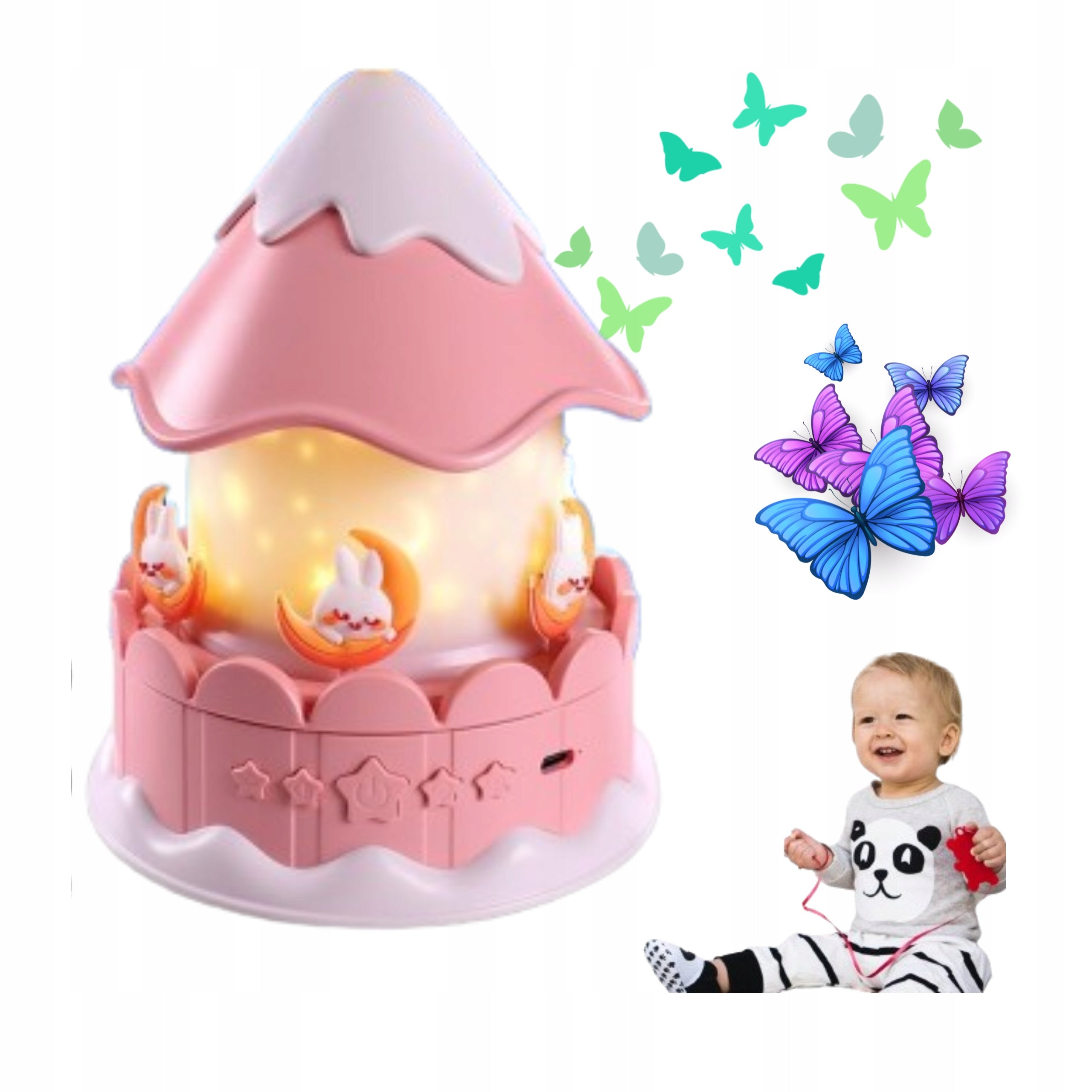 PROJECTOR CAROUSEL NIGHT LIGHT FOR CHILDREN + 21 MOVIES * MUSIC PLAYER
