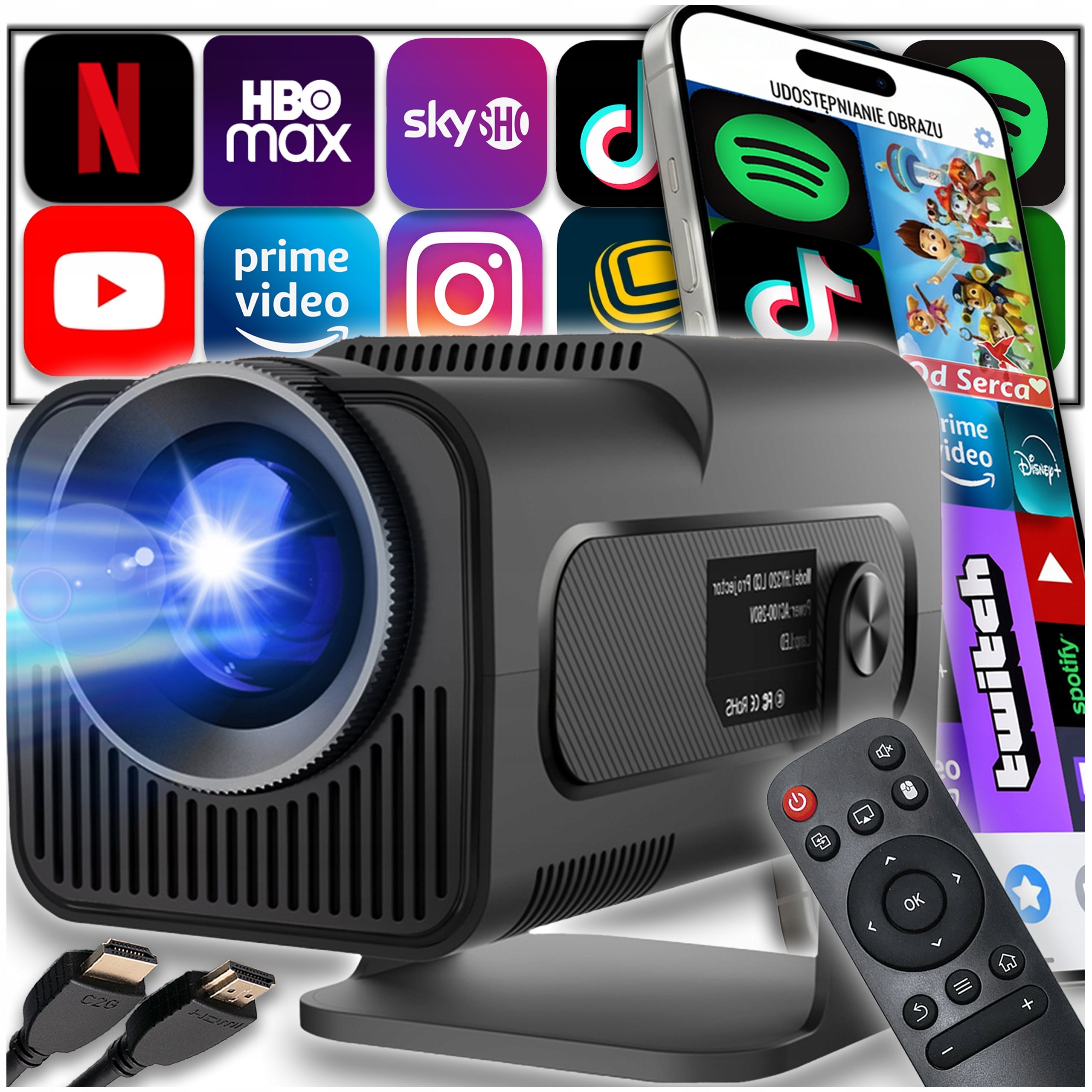 PROJECTOR FILM ANDROID 11 TV WIFI BLUETOOTH PORTABLE 300 ANSI