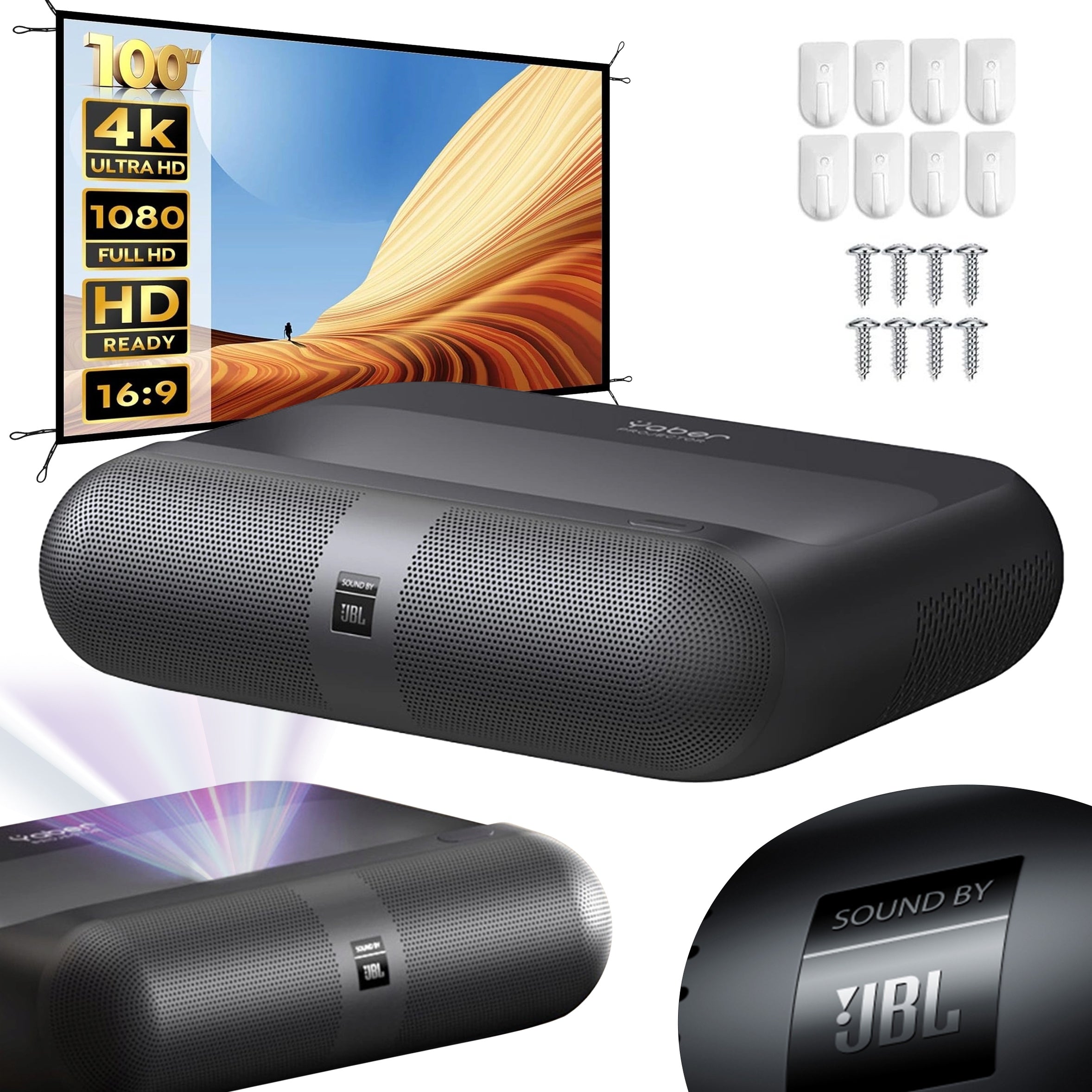 PROJECTOR LASER PROJECTOR Full HD 1080p 100" UST JBL WI-FI + SCREEN 100"