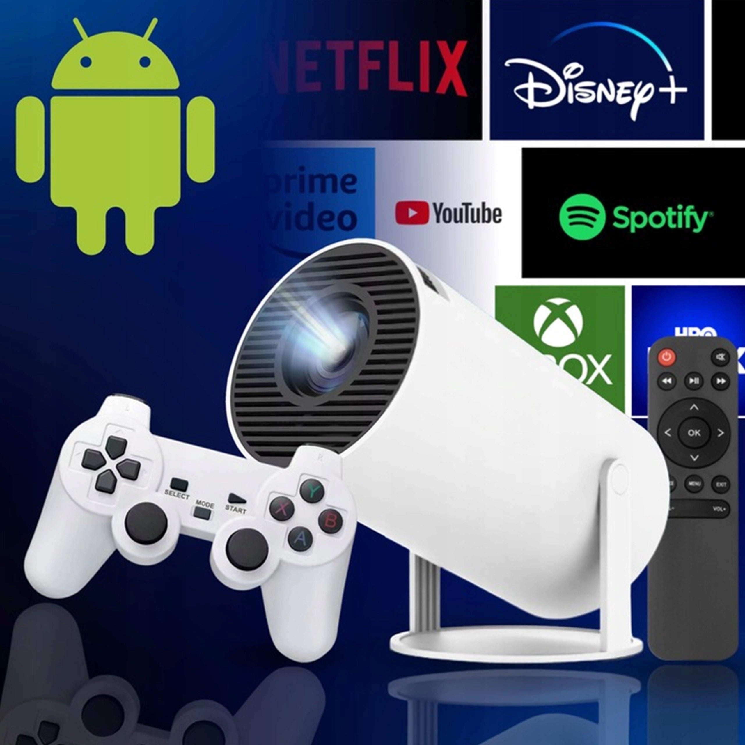 PROJECTOR LED PROJECTOR CONSOLE ANDROID PORTABLE 2 PADS GAME REMOTE CONTROL WIFI USB Packaging status original